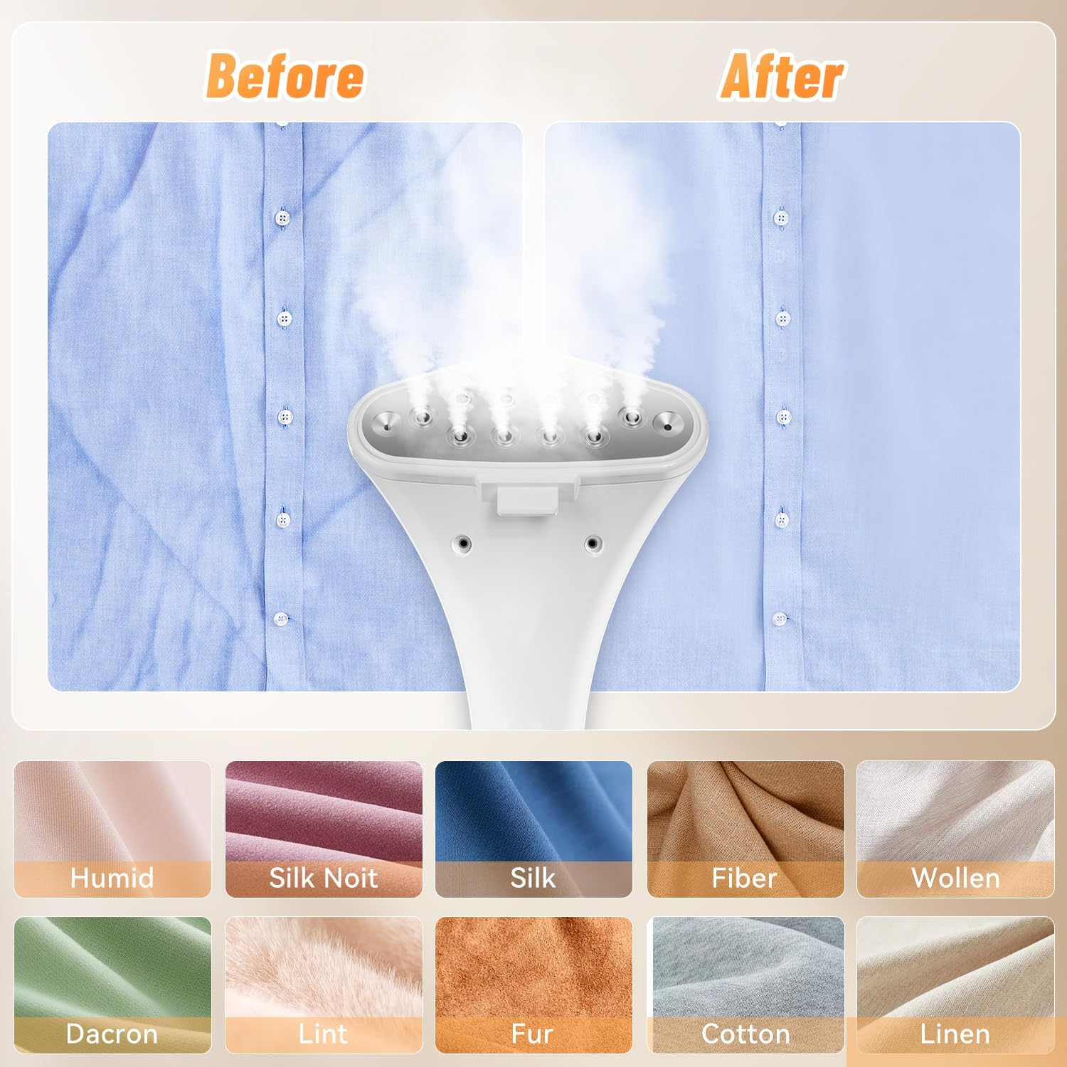 Shanghigh Stand Garment Steamer for Clothes - 1800W Steamers with Adjustable Double Rod, Flat and Hanging Ironing with 1.6L Water Tank, 30S Fast Heat-Up, Wrinkle Remover with 10 Iron Modes for Home image number 1