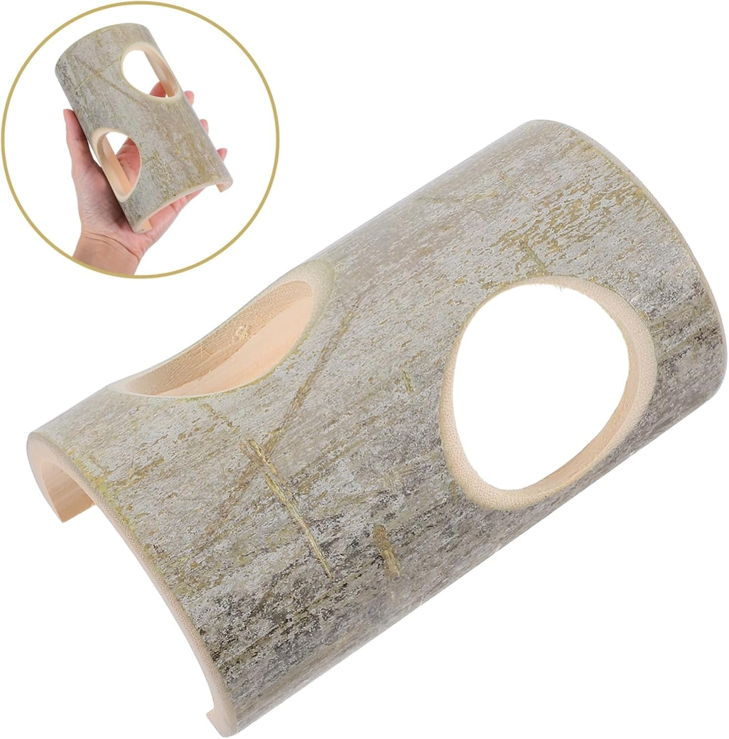 Ksngtixe 1PCS Bamboo Small Animal Tunnel, Durable Hamster Hideout for Guinea Pigs, Rats & Mice, Chew-Resistant Cage Accessory, Portable & Easy-To-Clean Hiding Tube image number 3