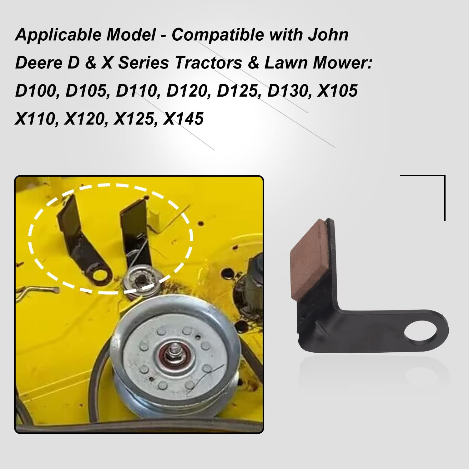 Karbay 2 Set Brake Pad Kit GY21943B GX20494 GX20515 for J-Ohn Deere 42'' L, D, X Series 100 105 115 100 110 120 125 130 Tractors & Lawn Mower - with Retainer & Torsion Spring BLACK image number 6