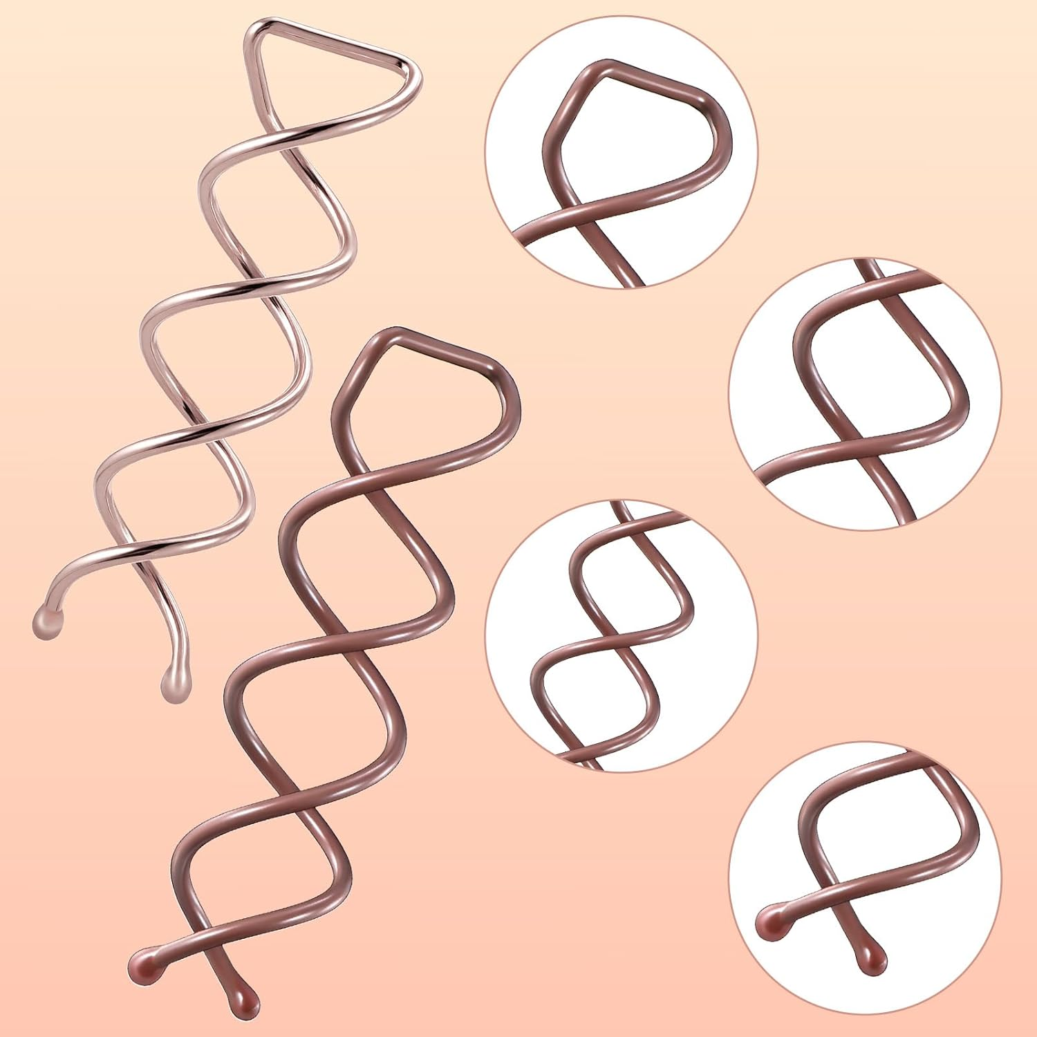 LXUEJIE Pack of 20 Spiral Hair Clips, Spiral Hair Clips, Hair Accessories, Rotating DIY Hairpins, Updo Hairstyles Accessories for Hair Styling, Suitable for Various Hairstyles (Brown + Rose Gold image number 4