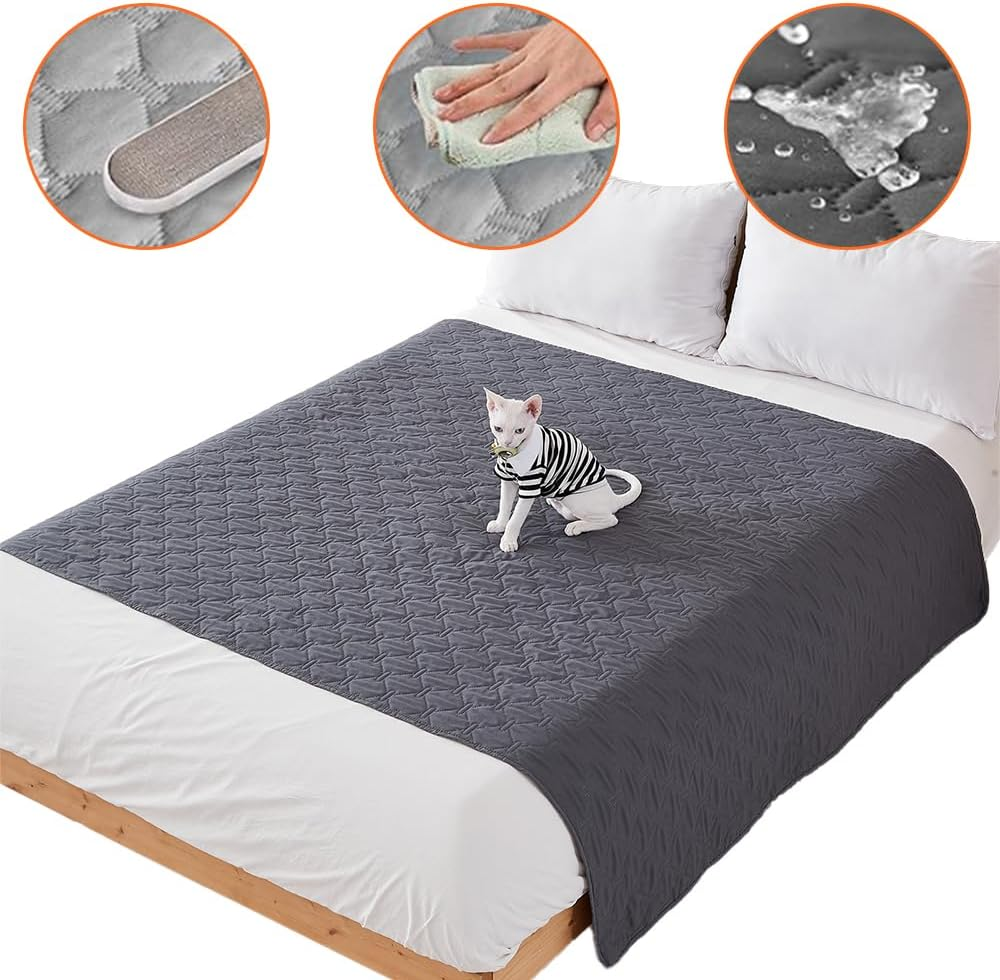 Waterproof Dog Bed Cover Anti-Slip Dog Couch Washable Pet Blanket Cover Waterproof Protector Cat Bed Couch Cover for Furniture Bed Couch Sofa 130X200Cm (Grey) (130 * 200) image number 6