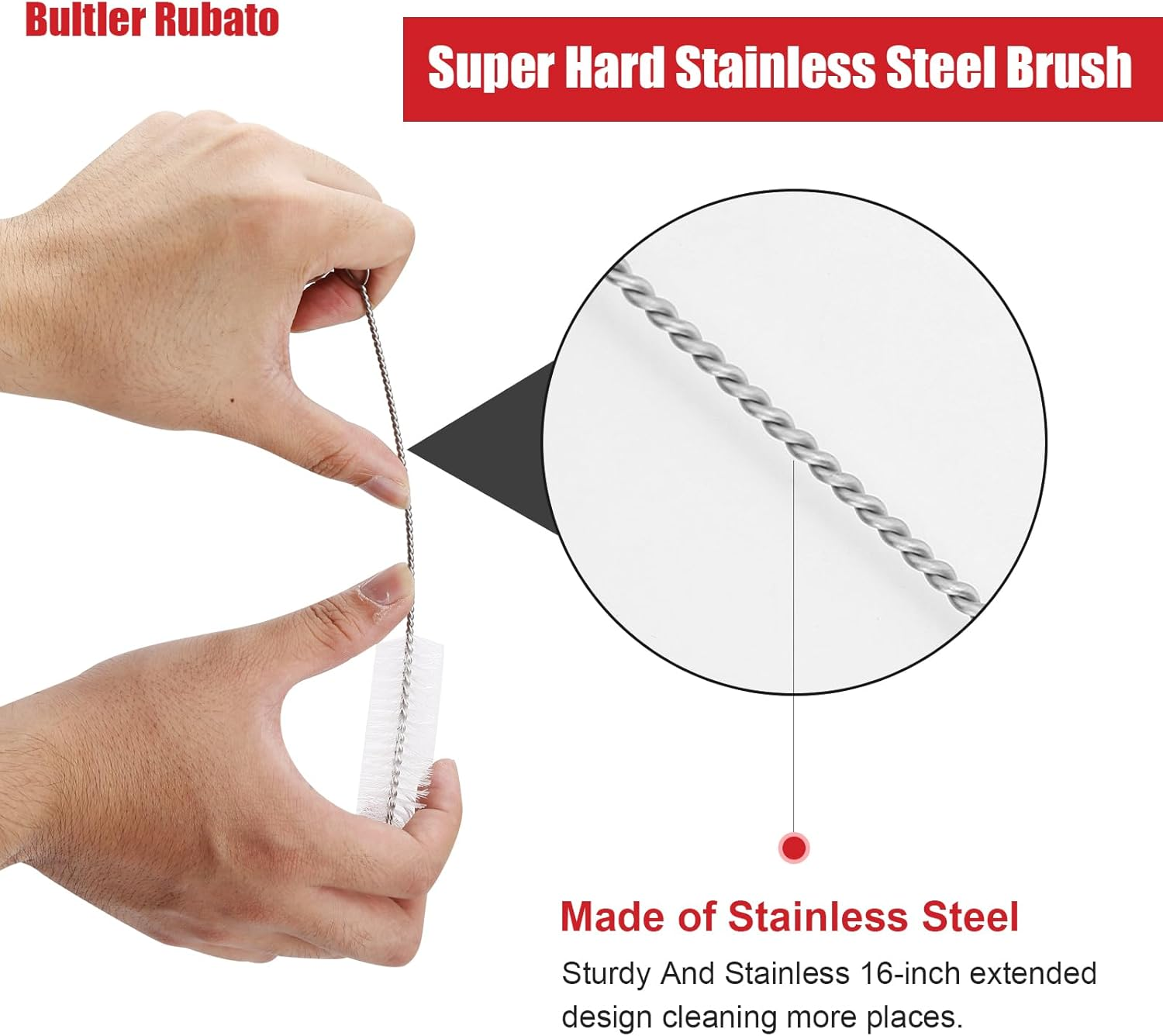 Bultler Rubato Bottle Cleaner Brush Set, 12 Pcs Straw Cleaning Brush, Nylon Tube Brush, Long Cleaning Brush Kit for Small Pipe Bottle, Tumbler, Drinking Glasses, Water Cup, Tea Pot Spout(White) - White image number 6