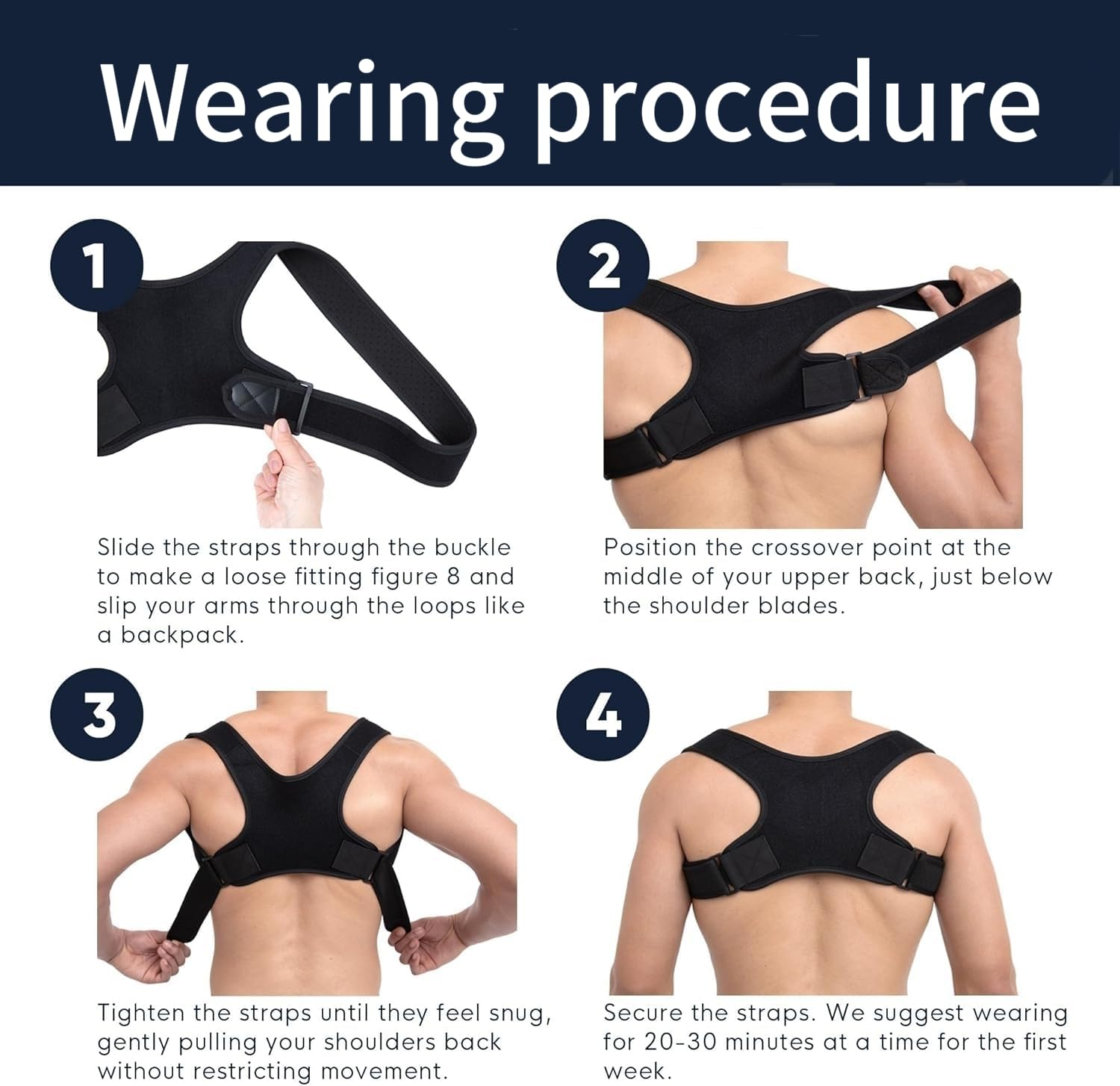 Posture Corrector Brace, Adjustable Back Support, Black,Adjustable Posture Corrector Brace - Invisible Back Support for Adults & Students AUPOINT