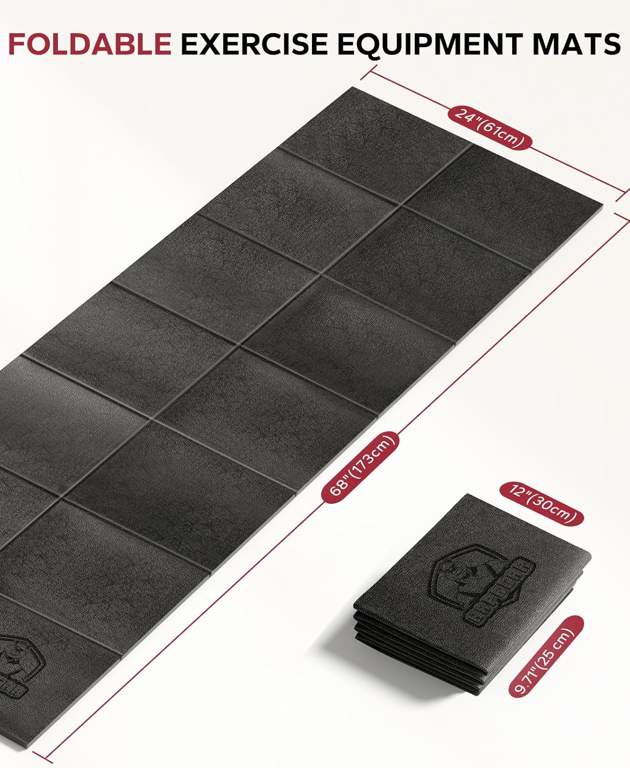 HAPBEAR Foldable Exercise Equipment Mat, 173&times;61Cm&times;5Mm Thick, Non-Slip Treadmill, Weight Bench & Walking Pad Mat for Carpet & Hardwood Floors, Shock Absorbing Floor Protector for Home Gym image number 5