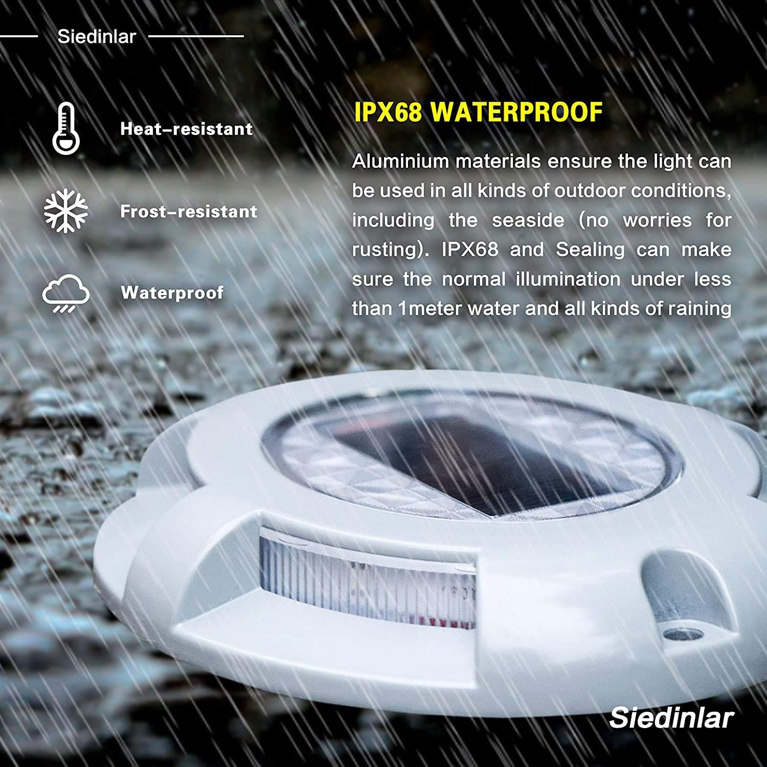 Siedinlar Solar Deck Lights Solar Lights Outdoor Blue LED Light Waterproof Garden Decor for Garden Driveway Pathway (4 Pack) image number 7