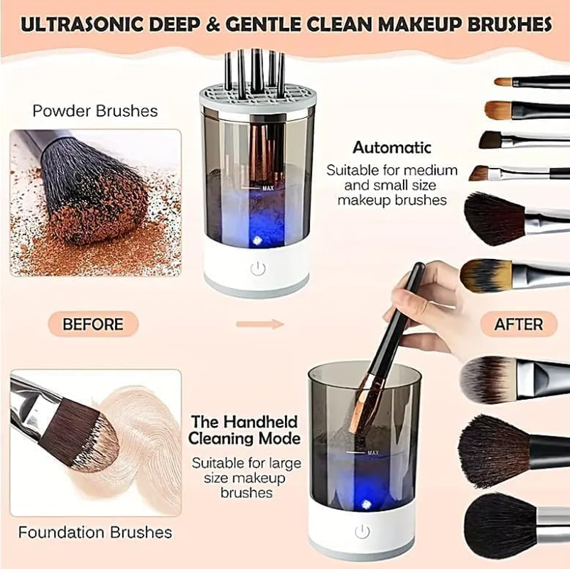 3-In-1 Upgraded Electric Makeup Brushs Cleaner, Necomi Automatic Makeup Brush Cleaning Machine with Brush Clean Mat, Automatic Cosmetic Brush Cleaner for All Size Makeup Brushes, Gifts for Wife, Girlfriend image number 3
