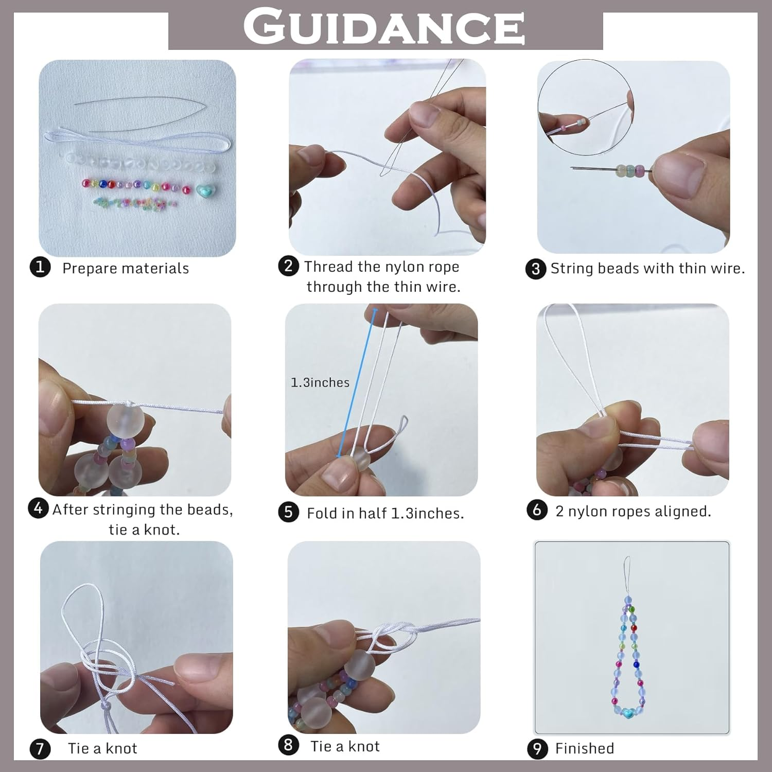 Beaded Mobile Phone Chains Charm Making Kit, Can Make 10 Pcs Cell Phone Wrist Straps, Assorted Crystal Diamond/Butterfliy/Metal/Round Beads for Girls DIY Handmade Gifts (C) - A image number 6