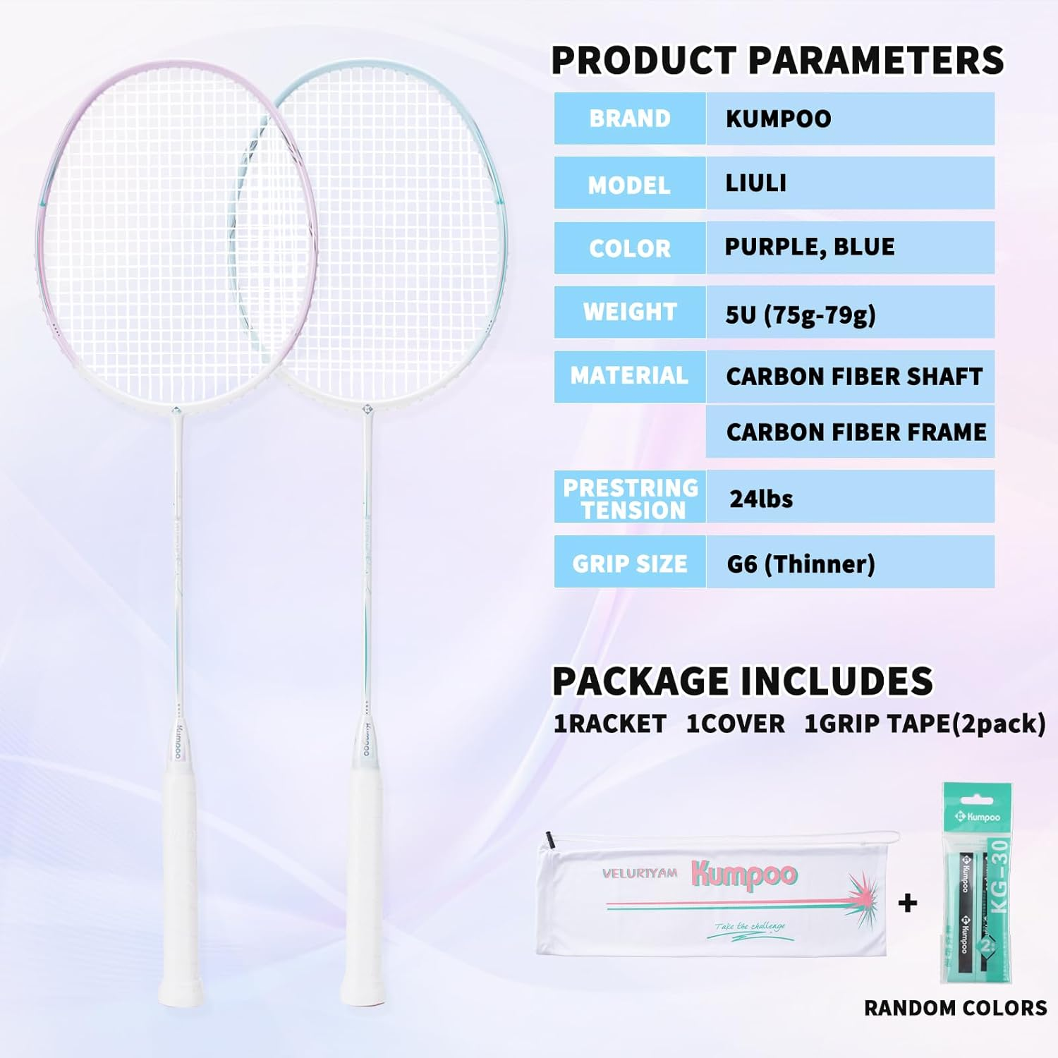 Badminton Racket Professional, Carbon Fiber Badminton Racket Set with Grip & Bag, 5U Lightweight Pro Badminton Racket Racquet for Beginner Outdoor Trainning Games image number 2