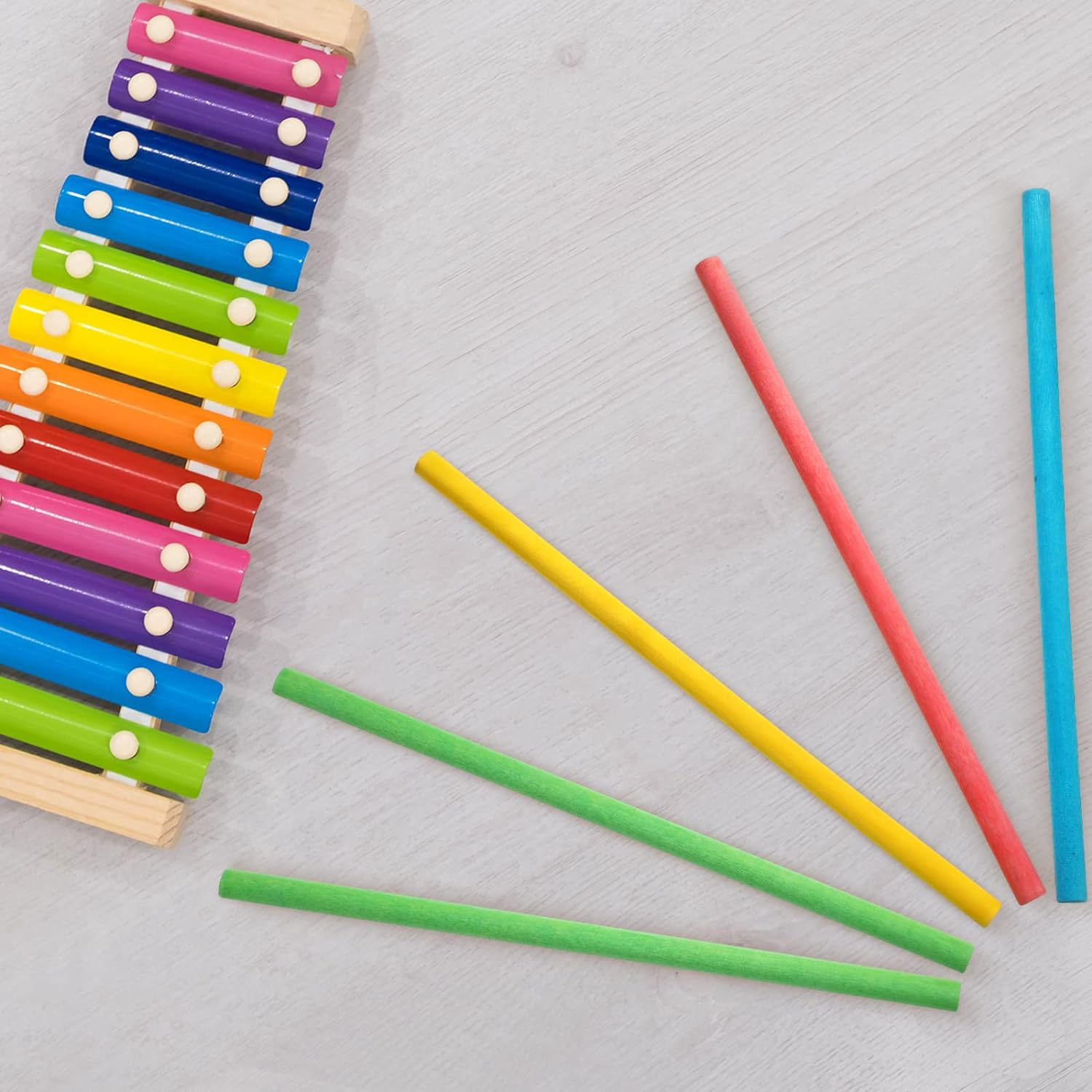 Chunful 24 Pieces Rhythm Sticks Rhythm Music Lummi Sticks Classroom Rhythm Instruments Musical Sticks 4 Colors Wood Sticks for Girls Boys Classroom Play (8 X 1/2 Inch, Red, Green, Yellow, Blue) image number 6