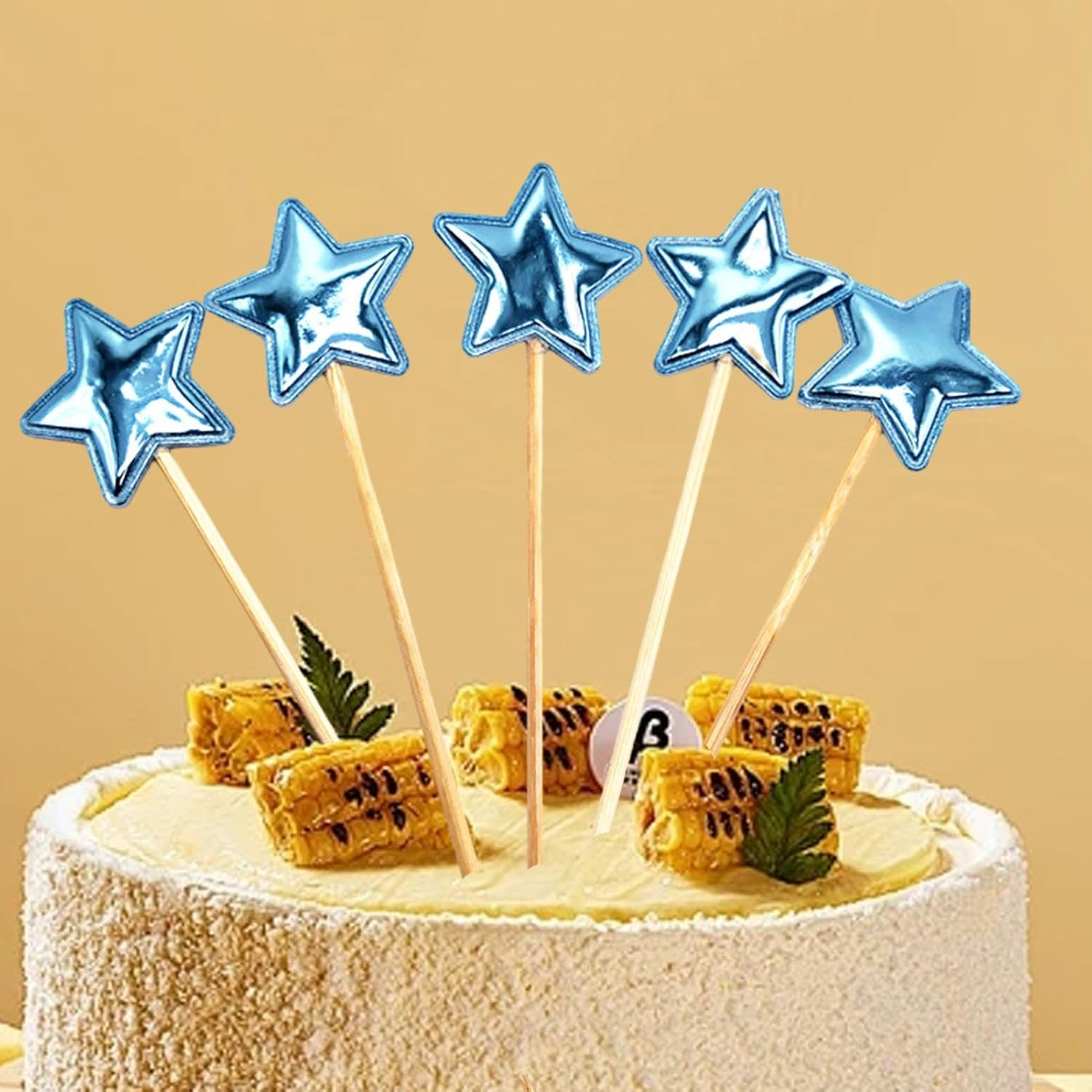 Kids Birthday Cake Topper - 5X Star Cupcake Picks - Food-Grade Cake Decor Cupcakes Picks Baking Food Decor for Girls Birthday image number 1