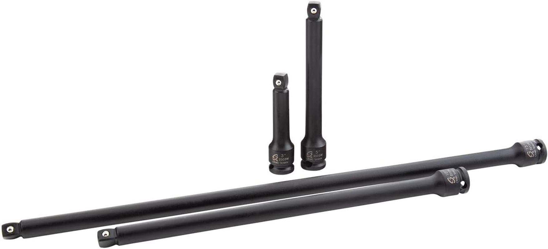 Sunex 3504 3/8-Inch Wobble Drive Extension Impact Socket Set SAE 6-Point Cr-Mo 3-Inch - 15-Inch 4-Piece image number 3