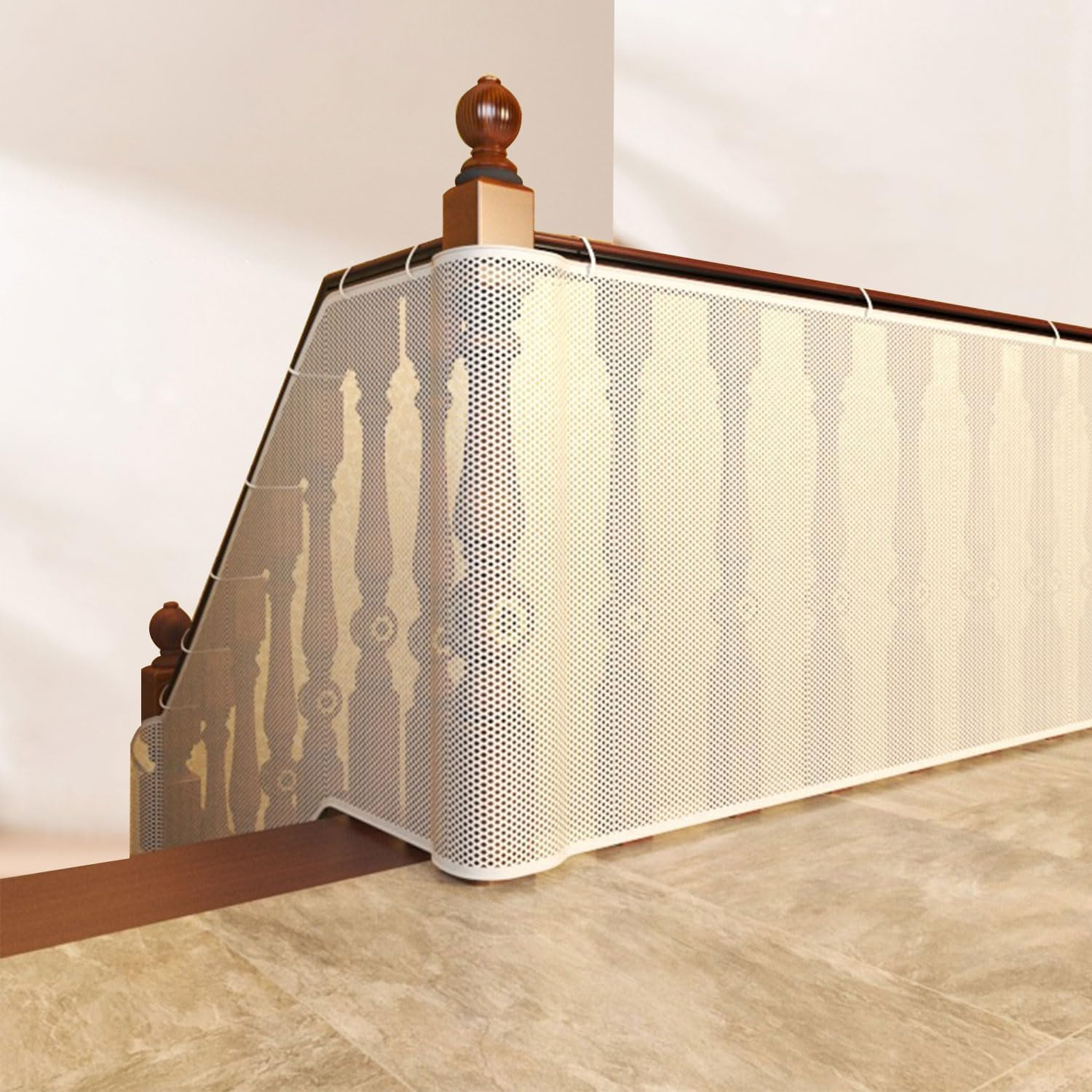 Child Safety Net Durable Banister Guard for Baby Stair Railing Mesh Baby Gate for Stairs Balcony and Stairway Protection for Baby Proofing Dog Gate for Stairs - White, 90Cm X 4.5M (2.95Ft X 14.76Ft) - 90 X 450Cm image number 4