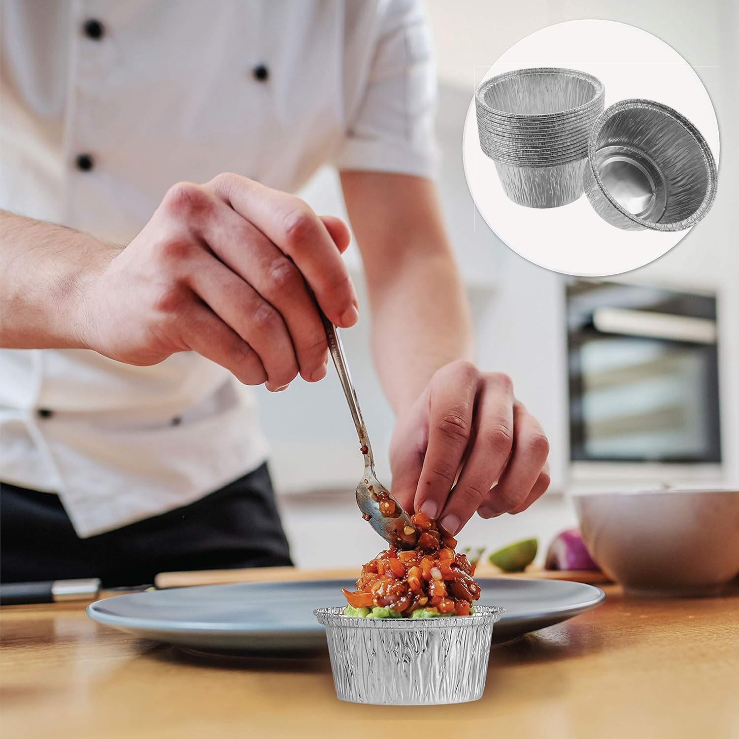 Lyfengdeam 100Pcs Cupcake Baking Cups Aluminium Foil Muffin Cups Pudding Molds Egg Tart Baking Cups Dessert Containers 3In image number 4