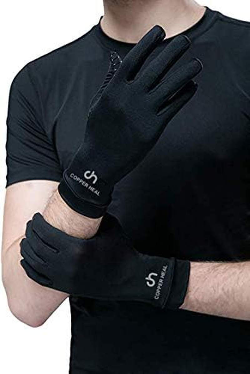 COPPER HEAL Arthritis Compression Gloves - BEST Copper Gloves (1 Pair) for Rheumatoid Arthritis, Carpal Tunnel, RSI, Osteoarthritis & Tendonitis (S, Black) image number 3