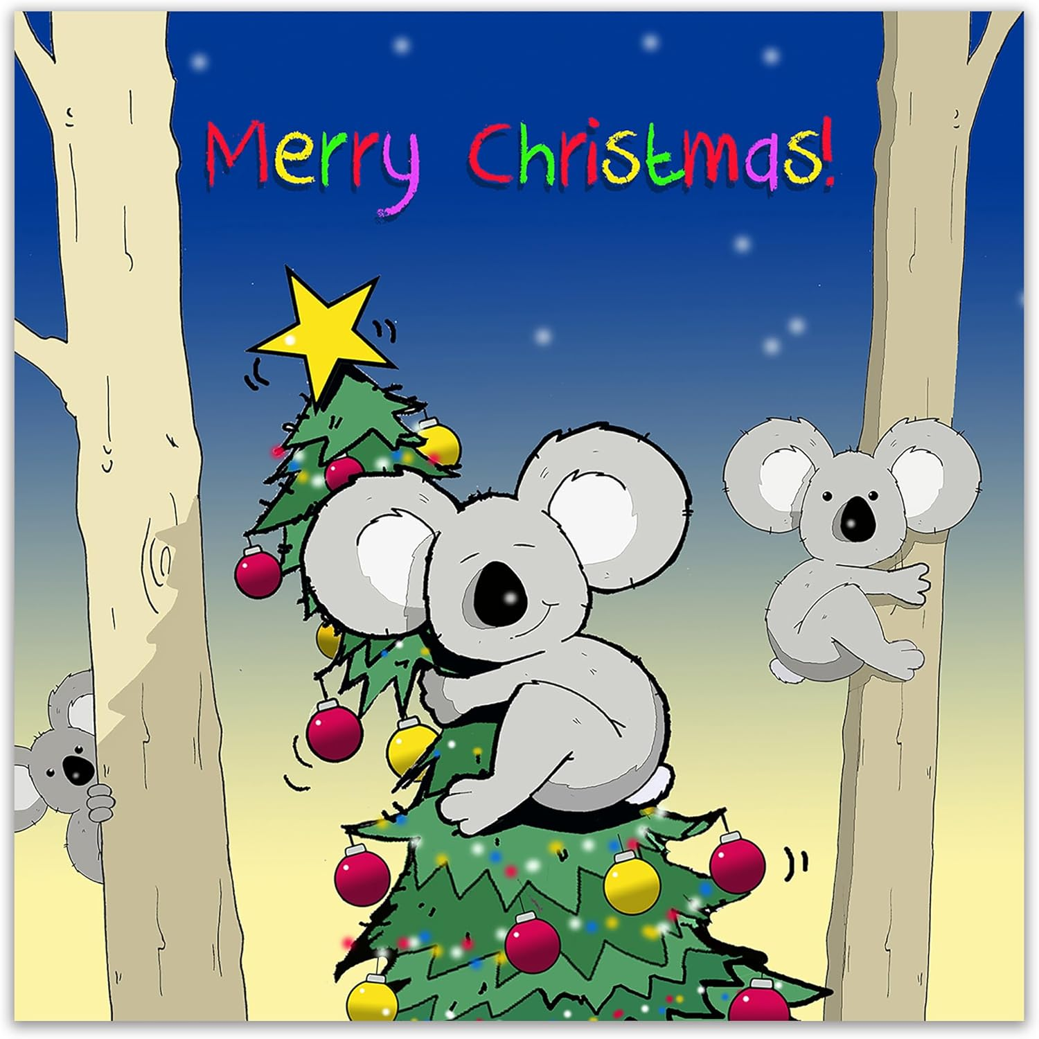 Twizler Merry Christmas Card with Koala Bear - Happy Christmas Card - Xmas Card - Funny Christmas Card - Female Christmas Card - Male Christmas Card - Mens Christmas Card - Womens Christmas Card