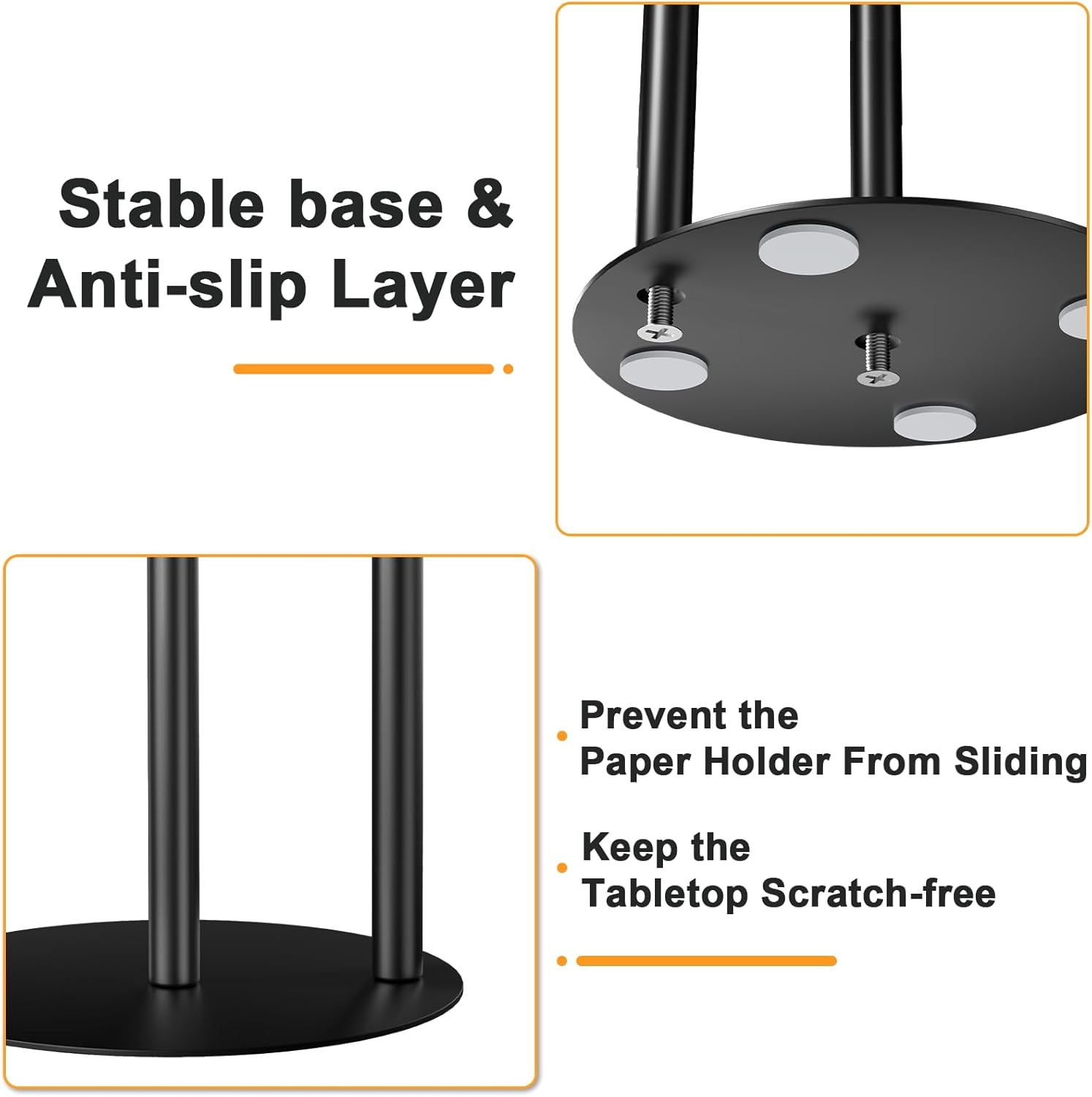 Paper Towel Holder Countertop, Premium Stainless Steel Kitchen Roll Dispenser for Kitchen Organization and Storage,Weighted round Base Vertical Paper Towel Roll Holder Stand(Black) image number 2