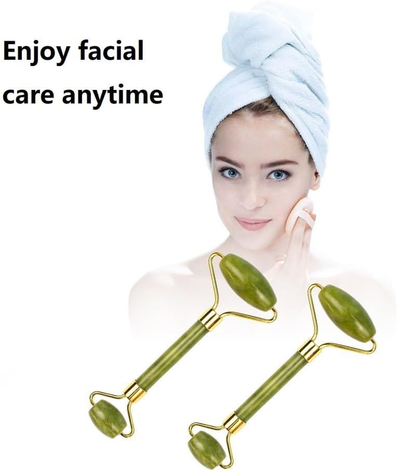 Jade Roller- Gua Sha - Lymphatic Drainage Tool for Face, Neck, Body - Reduces Wrinkles and Fine Lines (Green, One Size) image number 2