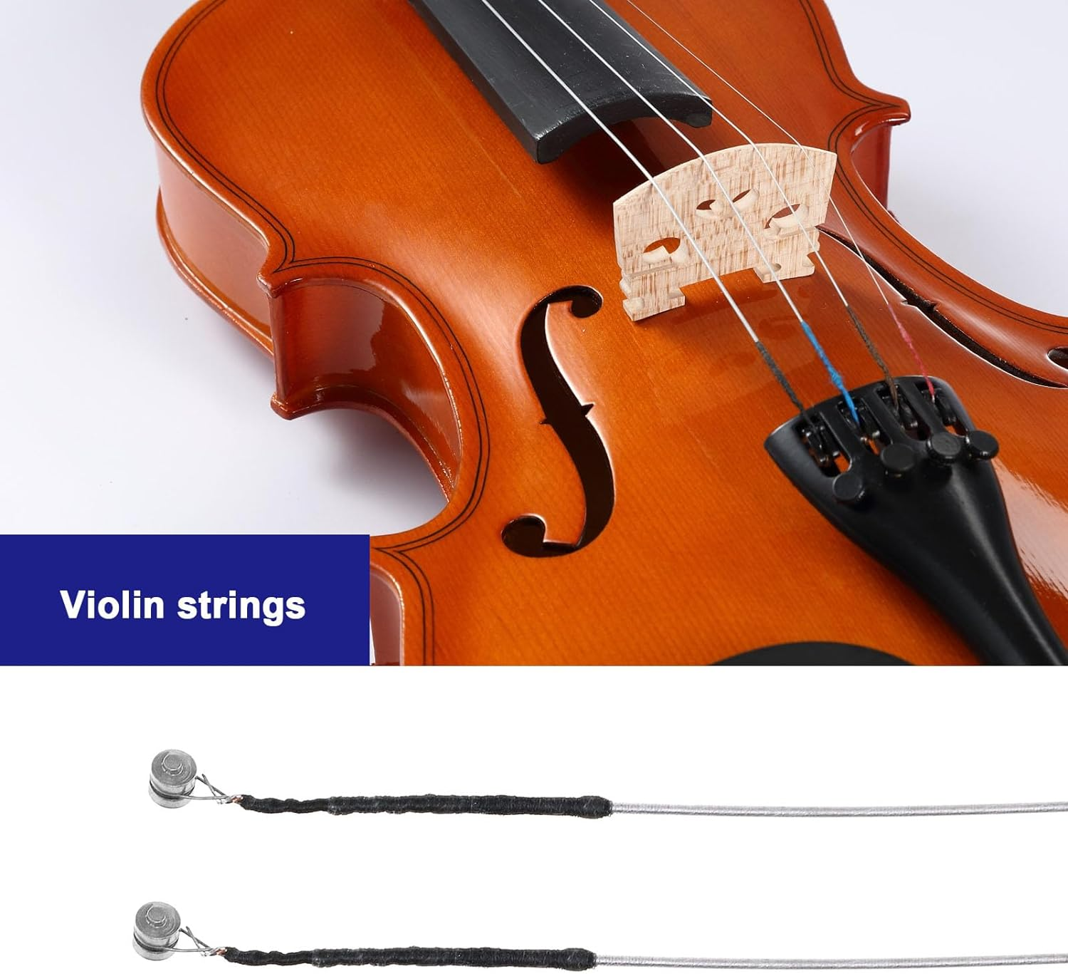 8PCS Violin Strings Full Set (G-D-A-E) Steel Core Compatible with Sizes 1/2, 1/4 and 1/8 Steel Strings with Nickel Plated Ball Head for Violin Instruments image number 1