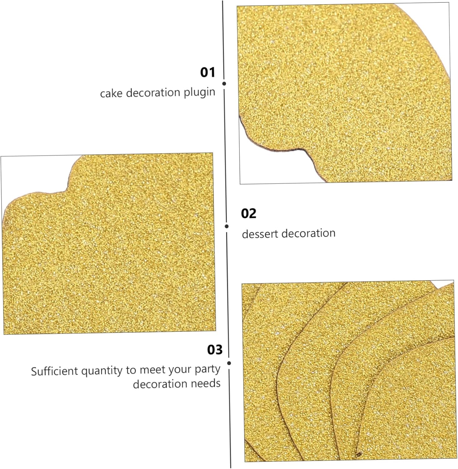 Amosfun 50Pcs Golden Shape Cake Toppers Party Cake Decor for Birthdays Weddings and Celebrations Eye-Catching Design for and Desserts for Home Baking and Events image number 4