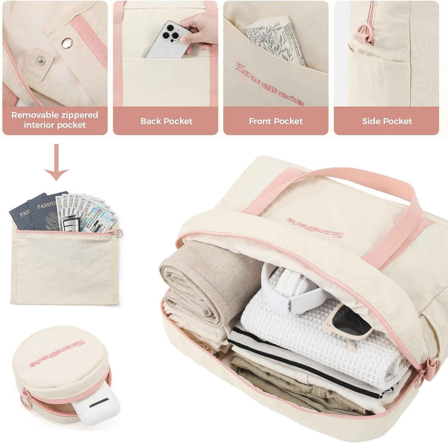 SEPWIK Travel Duffel Bag Weekender Overnight Bag, Waterproof Sports Gym Bag Carry on Tote Bag Personal Item Holdall Bag for Men Women Scandihome Series