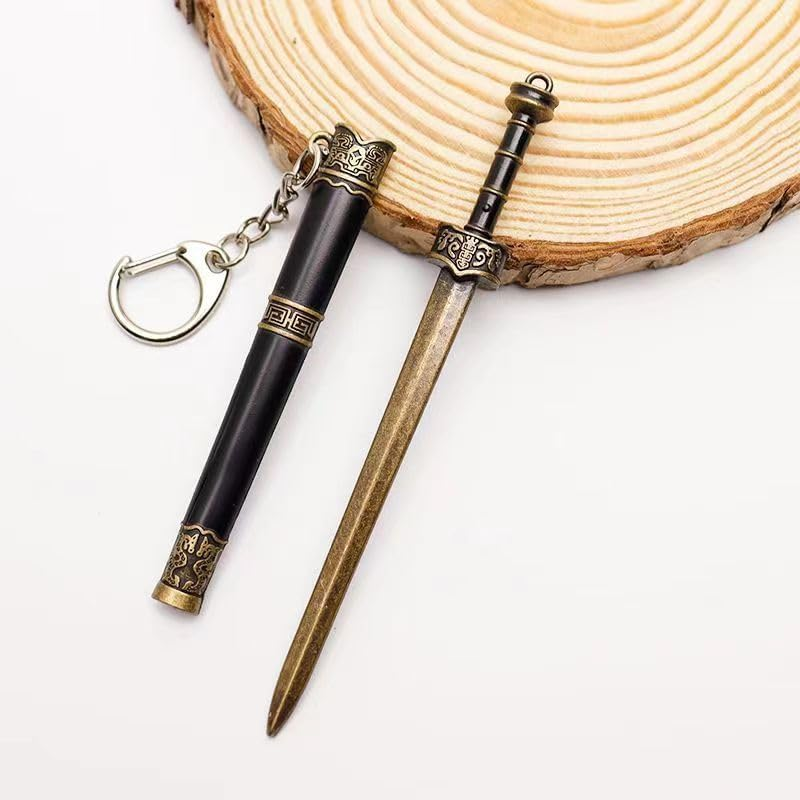 Mini Katana Mini Sword with Plastic Stand Samurai Sword Metal Weapon Model Toy Katana Anime Swords Keychain - Style B image number 4