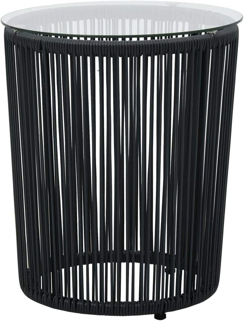 Vidaxl 3-Piece Bistro Set in Black PE Rattan, Weather Resistant Outdoor Lounge Set with Cushions, Glass Tabletop, Ideal for Patio, Garden and Terrace image number 2