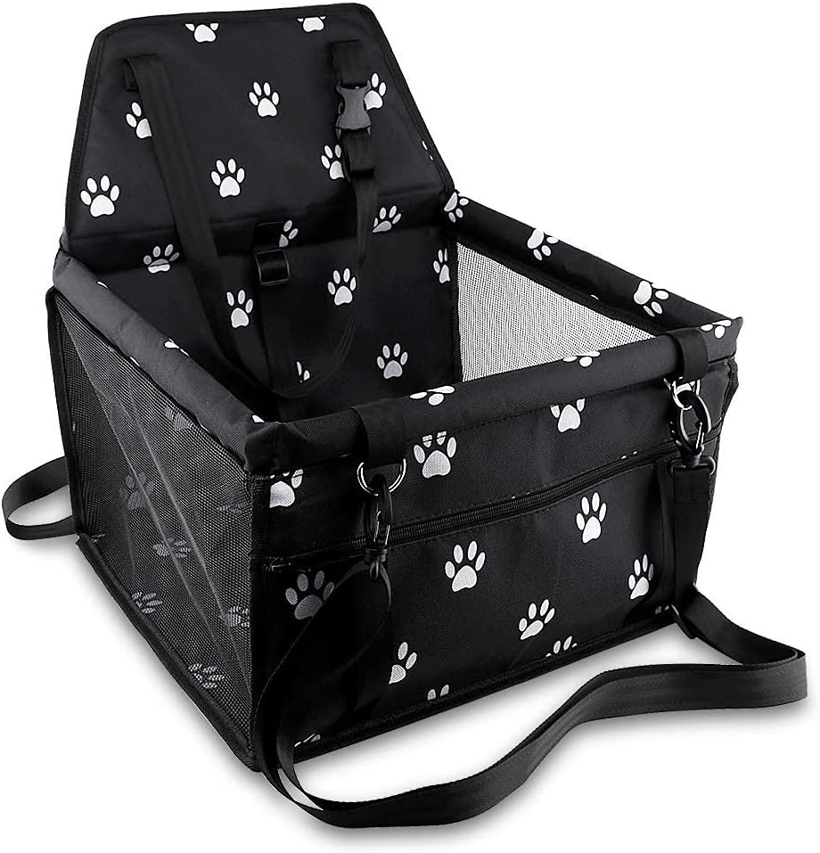 Petbobi Small Dog Car Seat, Dog Car Booster Seat for Small Medium Dogs 5-15 Lbs, Foldable Front Seat Safety with Sturdy PVC Tube Frame, Breathable Mesh, Leopard Print