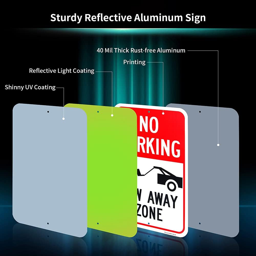 Large No Parking - Tow Away Zone Sign, 18"X 12" .040 Aluminum Reflective Sign Rust Free Aluminum-Uv Protected and Weatherproof image number 1