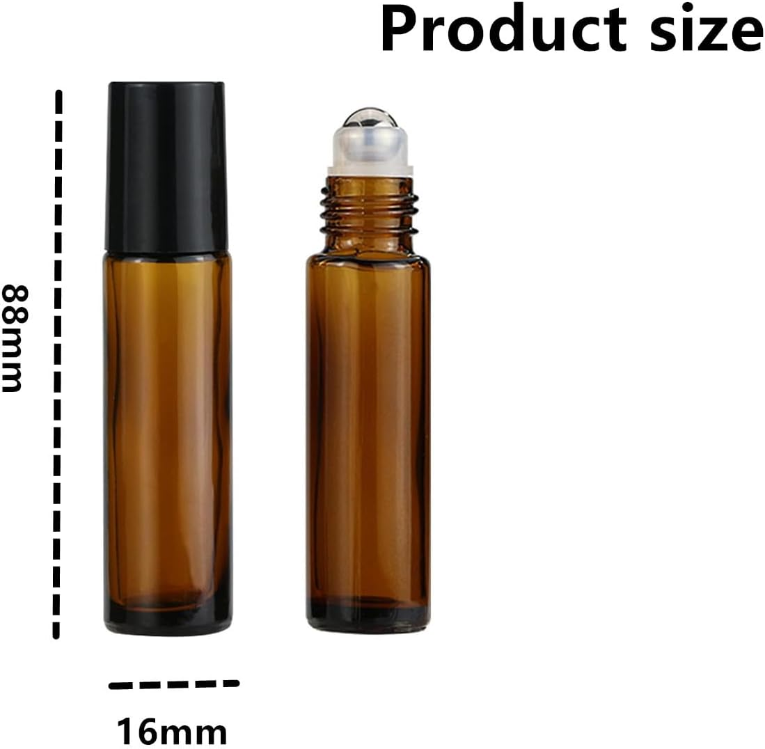 6 PCS Essential Oil Roller Bottles 10 Ml 1/3 Oz Refillable Roll on Bottle Withstainless Steel Ball image number 5