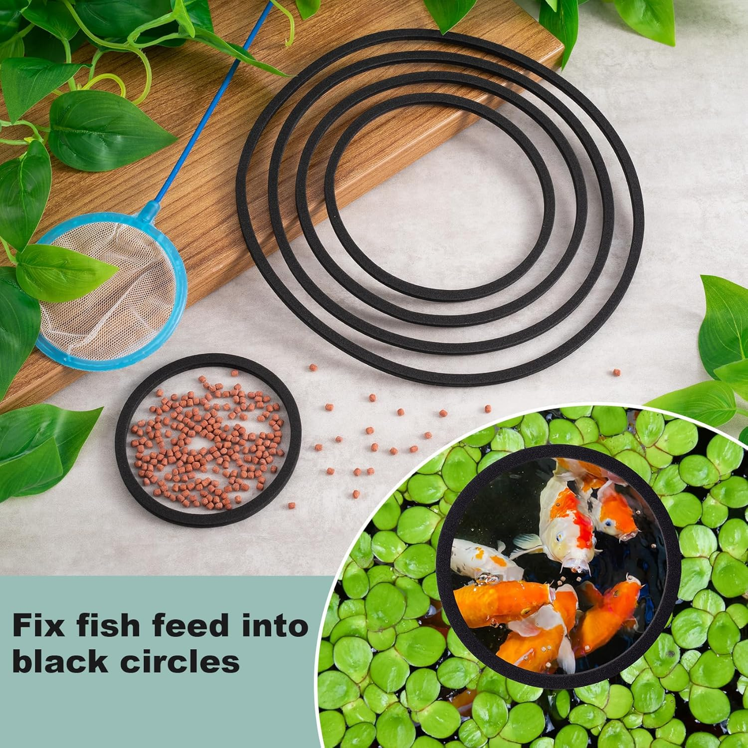 Isslly 10PCS Fish Feeding Rings, 5 Sizes Oval Aquarium Floating Plant Barriers, Foam Fish Feeder Rings, Fish Tank Aquarium Accessories for Fish, Floating Plant - Black image number 5