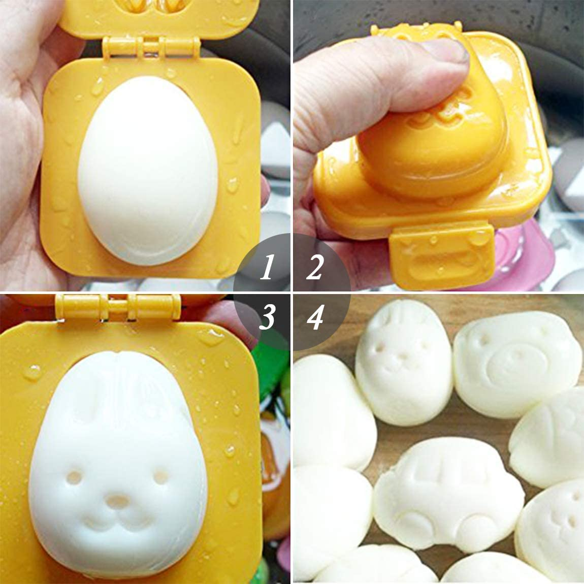 Yunko 6Pcs Egg Rice Mold Hard Boiled Egg Mold Fish Car Heart Shape Onigiri Molds Rice Ball Maker, Fondant Cake Pop Decorating Tool Fun Cookery Kitchen Gadgets image number 2