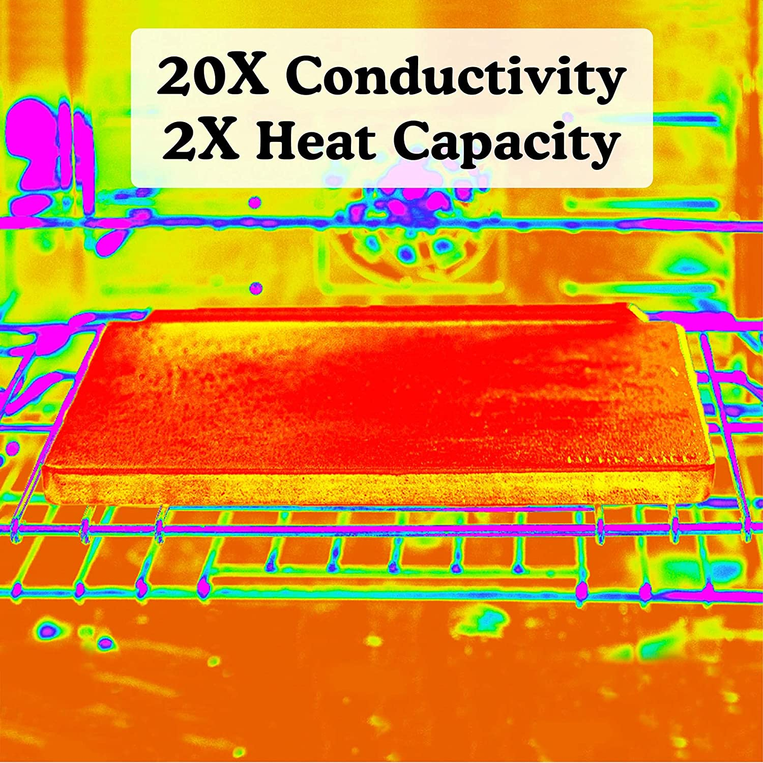 Nerdchef Speed Steel - High Performance Pizza Baking Stone | Integrated Backstop & Handles | Heating Fins (13.5" X 14.5" X .90" Thick) image number 5