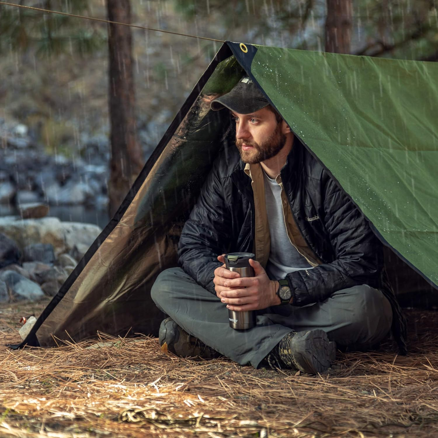 Arcturus Extra-Large Survival Blanket &ndash; Heavy-Duty Thermal Reflective Tarp - 9.5Ft X 12Ft. All-Weather, Reusable Emergency Blanket for Car or Camping (Olive Green) - Camo image number 2