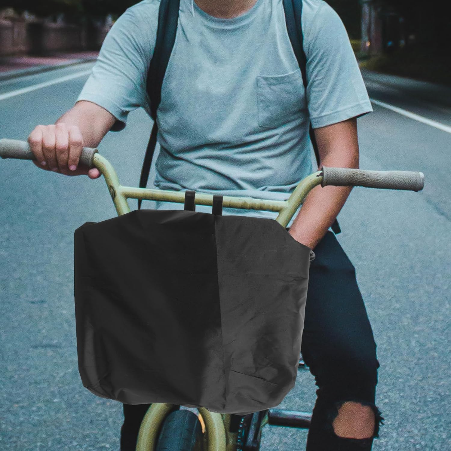 BESPORTBLE Waterproof Bike Basket Cover &ndash; Heavy-Duty Canvas Protector for Electric Bikes, Outdoor Cycling, and Front Baskets (Black) image number 6