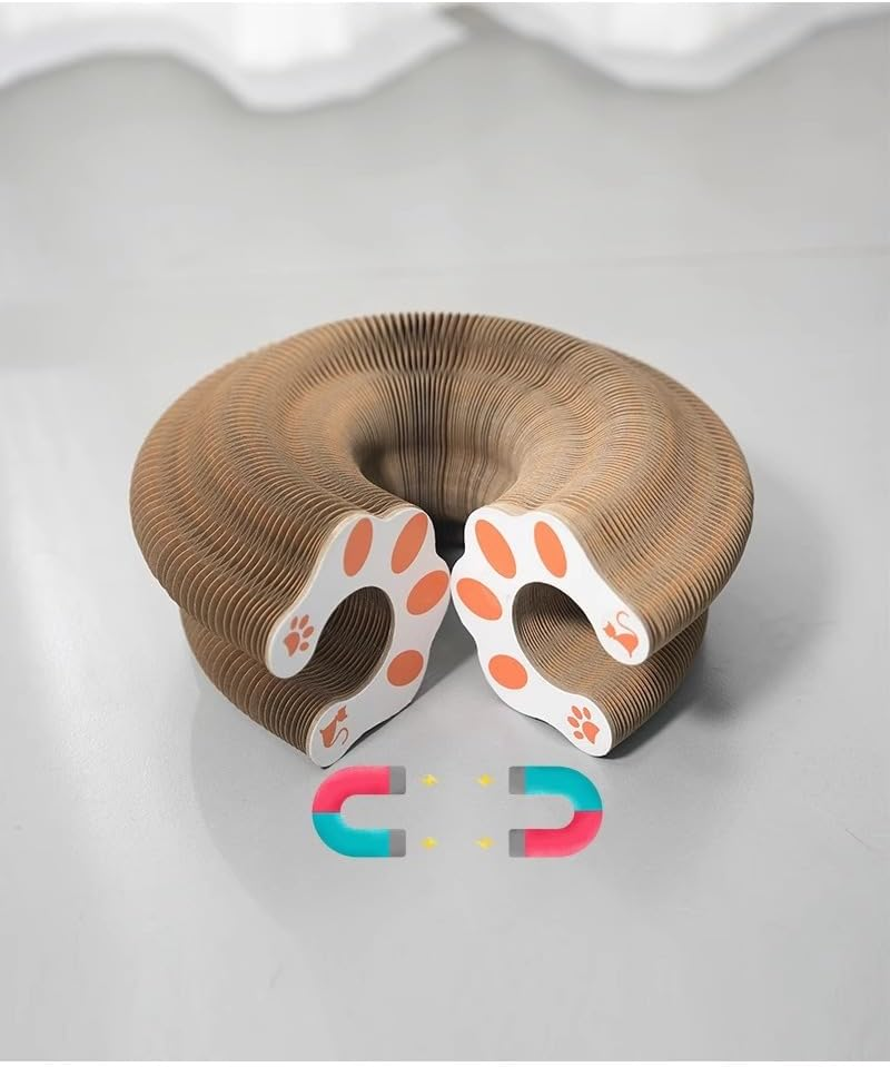 1 Pack Magic Organ Cat Scratching Board, Cardboard Scratcher Pad Accordion for Cats, Foldable Recyclable Comes with Ball