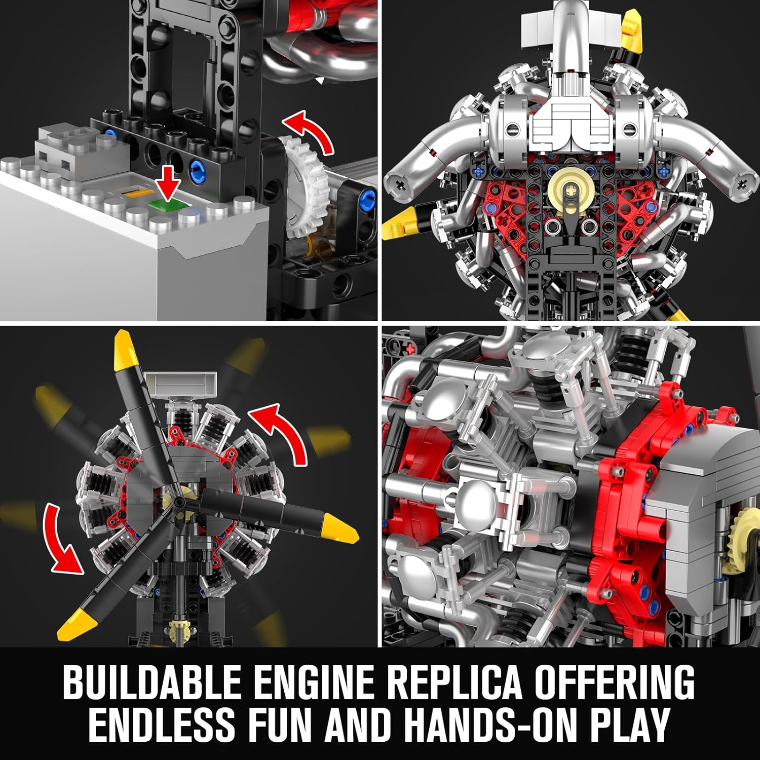 Mould King 10211 Technik Aeroplane Engine Model Kit - Electric Motor and Moving Piston, STEM Educational Toy for Teenagers, Adults/Collectors image number 5