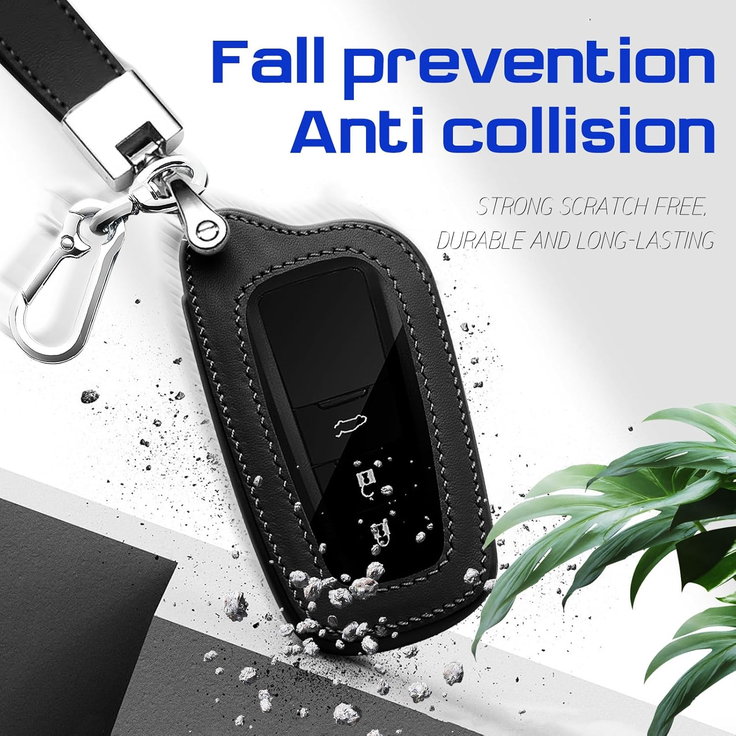 Powerful for Toyota Key Fob Cover Car Key Fob Protector Key Holder Case with Keychain Leather Lanyard 2/3 Buttons for Camry RAV4 Highlander Avalon C-HR Prius Corolla GT86 image number 4