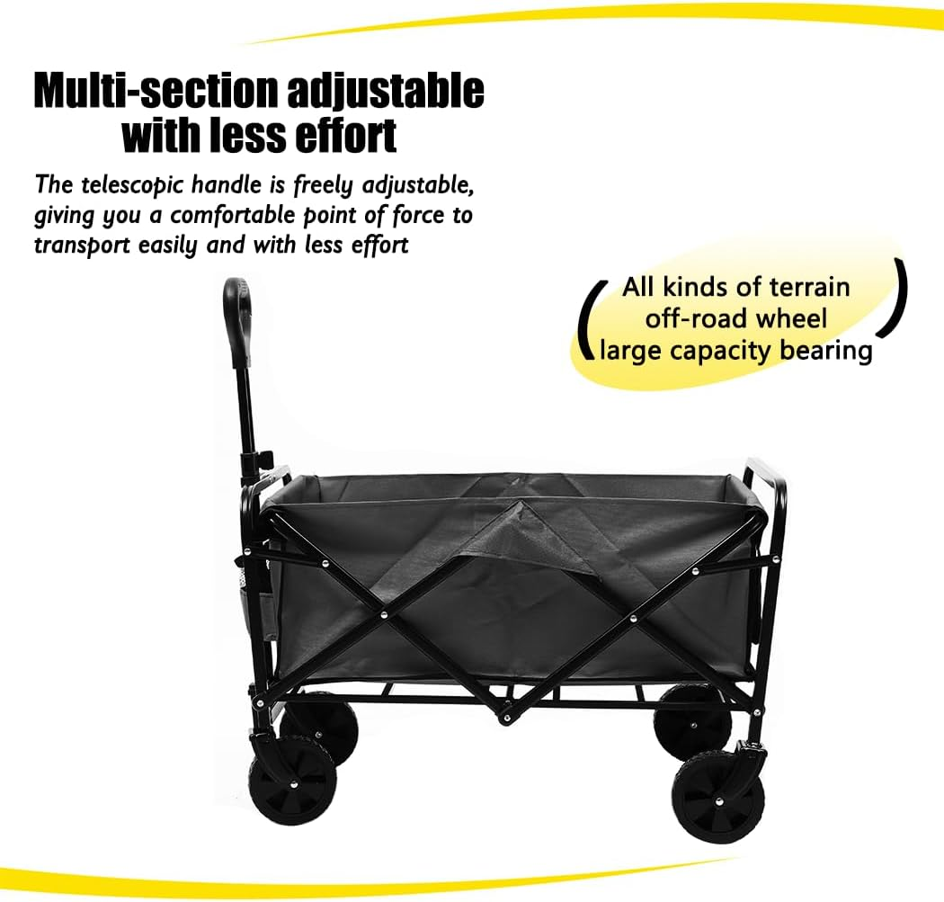 200L Foldable Garden Trolley Wagon Cart Outdoor Camping Beach Trailer with Brakes (White)