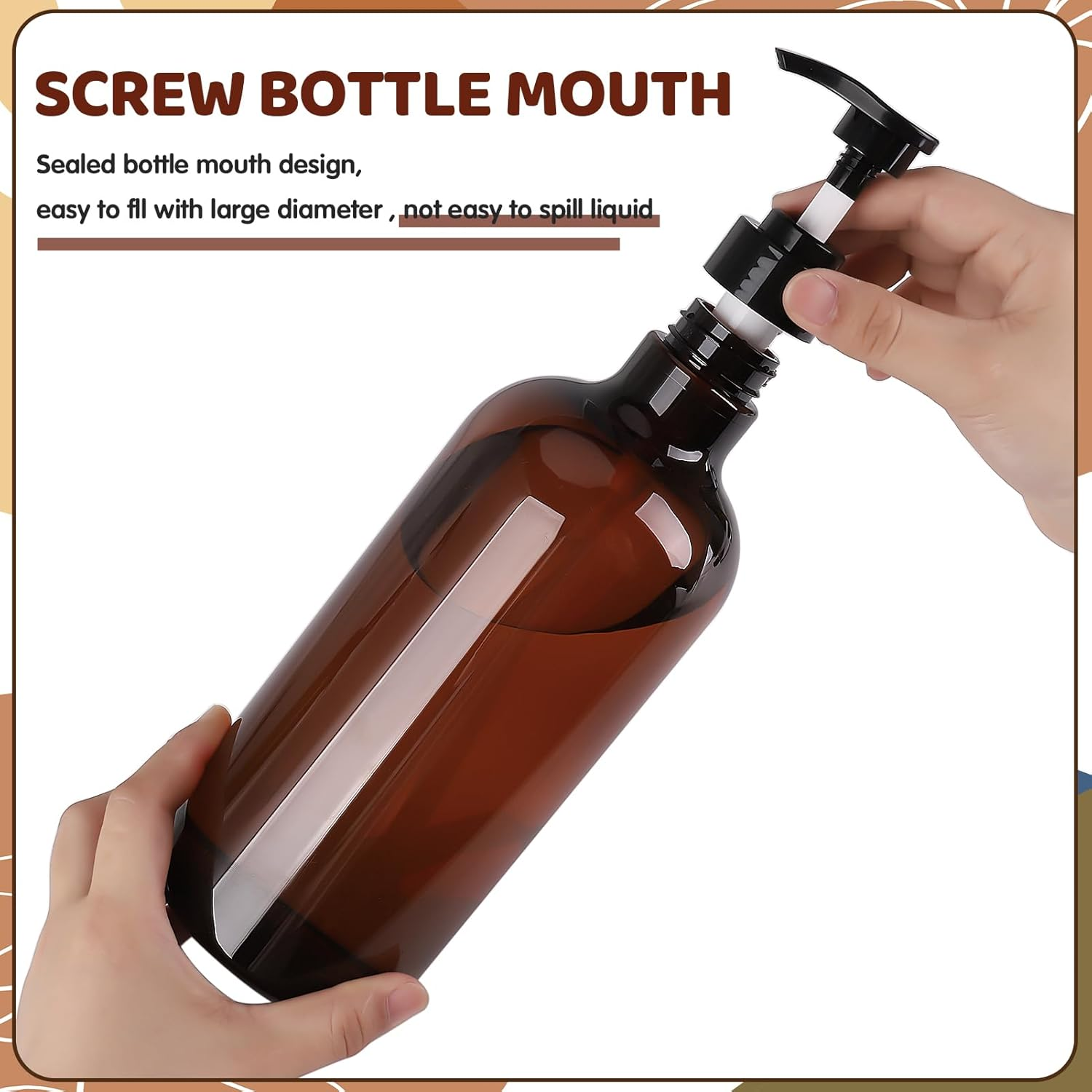 Pump Bottle Dispenser,2 Pcs 1000Ml/35Oz Refillable Empty Press Pump Bottles,Refillable Plastic Empty Pump Bottles Dispensers with Funnel and Label for Lotions,Shampoo,Conditioner image number 3