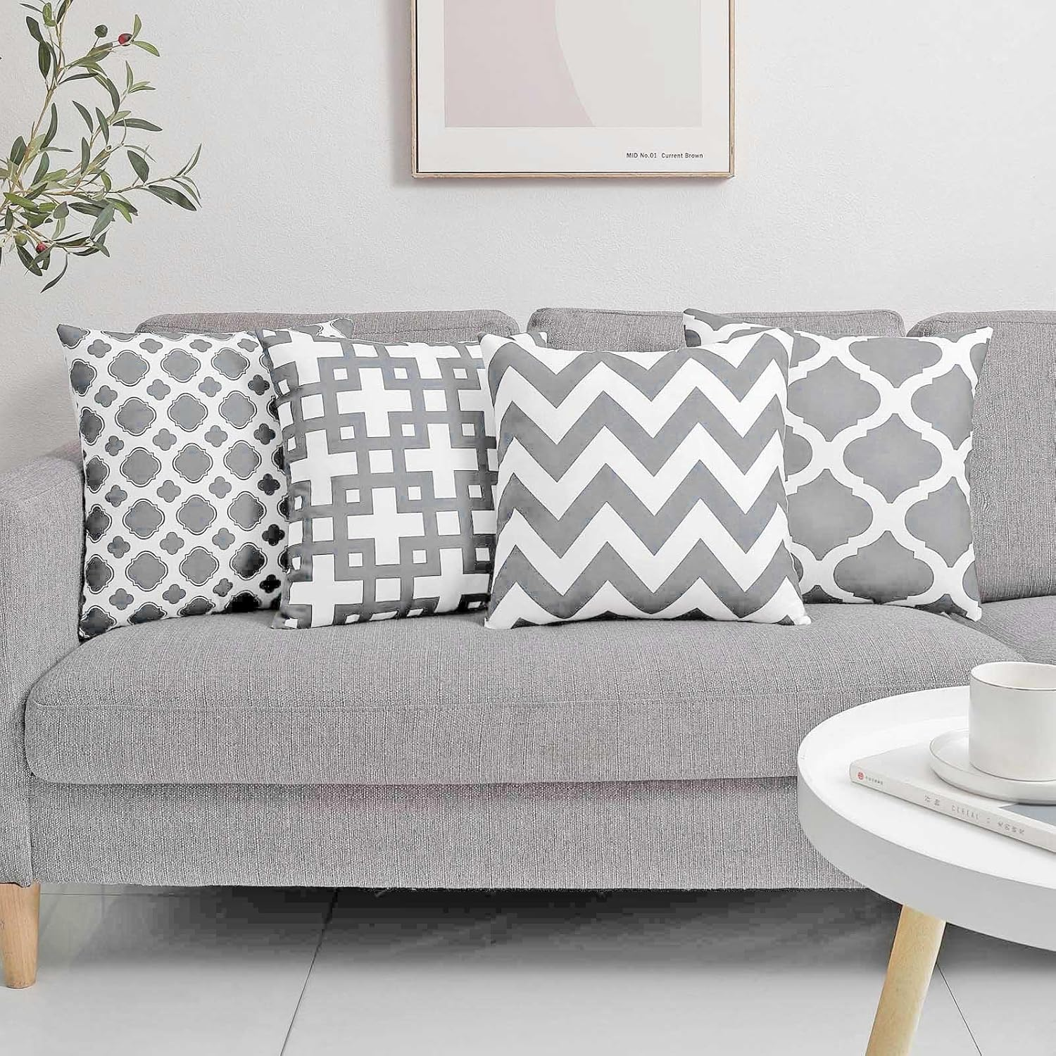 Set of 4 Luxton Grey Hamptons Cushion Covers Home Decoration Cushion Covers 45X45Cm - Aqua Blue image number 4