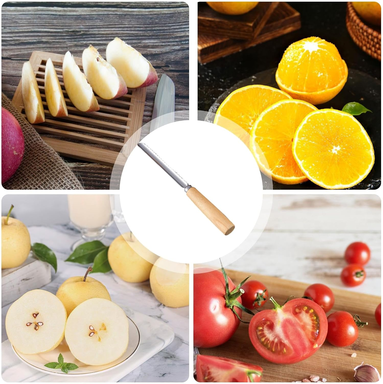 Fruit Corer | Manual Pitter Stainless Steel Multifunctional Manual Corkscrew Tool with Non-Slip Wooden Handle for Salad Prep Juice Canning image number 5