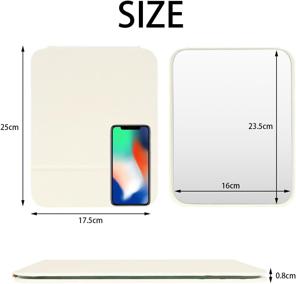 AYESY Foldable Travel Mirror, Portable Cosmetic Mirror, Compact Table Mirror, Small Mirror for Table Top, Handheld, Home and Travel Use, Multiple Adjustable Angle (Large - 25 X 17.5 Cm) image number 2