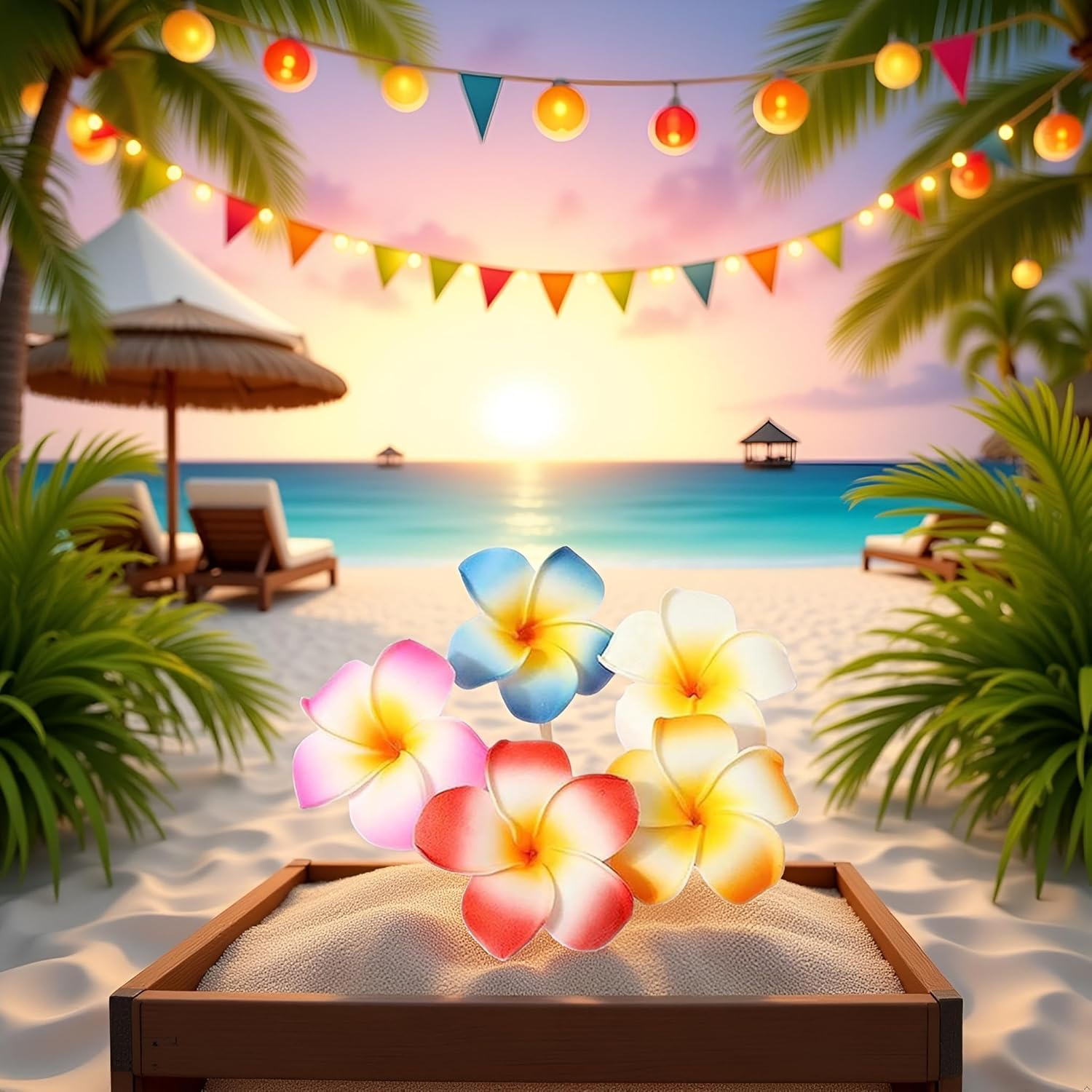 10 Pcs Multicolor Hawaii Plumeria Flower Clips Hawaiian Flower Hair Barrettes Beach Party Hair Clips Artificial Tropical Flower Hairpins for Beauty and Personal Care Wedding 7Cm image number 4