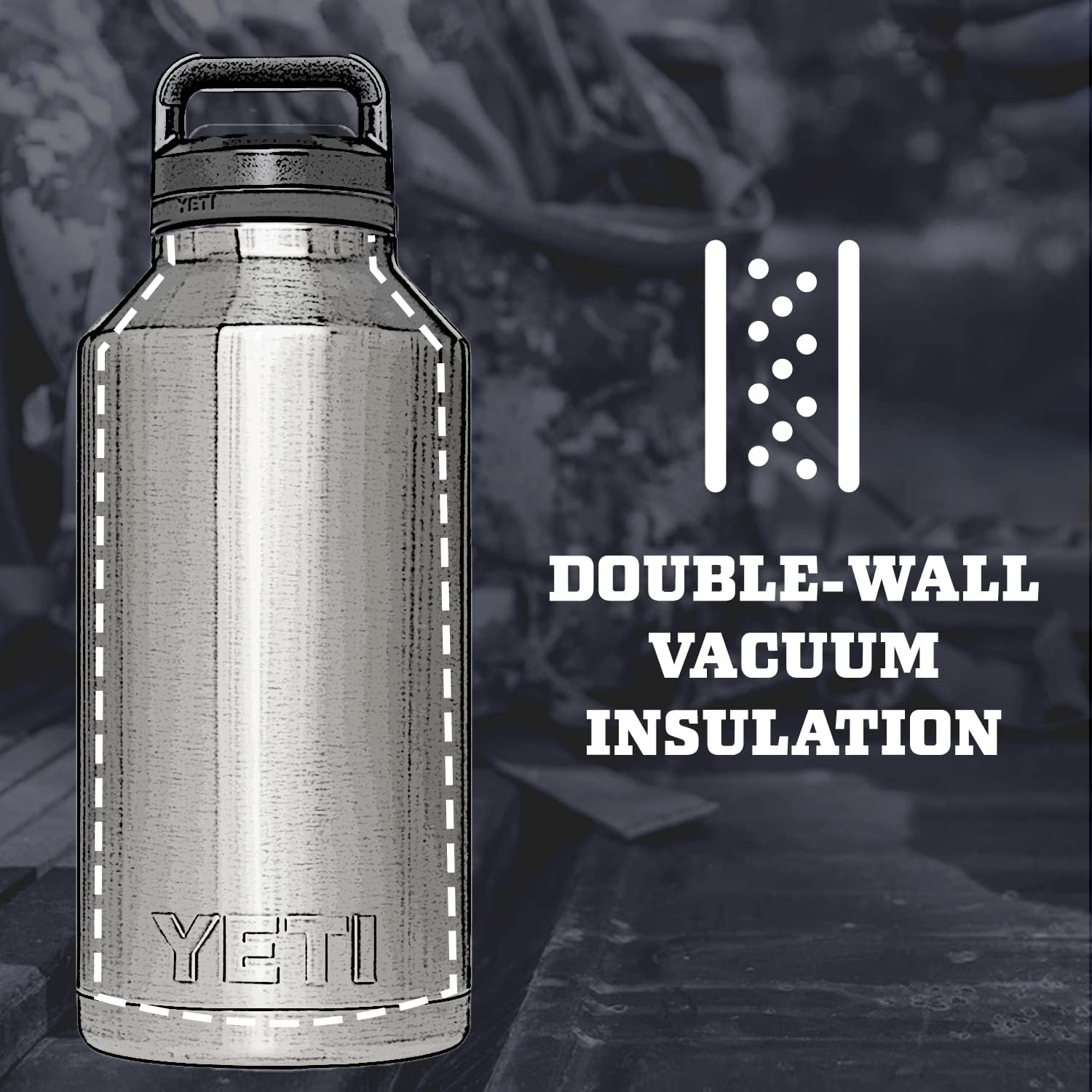YETI Rambler 64 Oz Bottle, Vacuum Insulated, Stainless Steel with Chug Cap, Navy image number 2