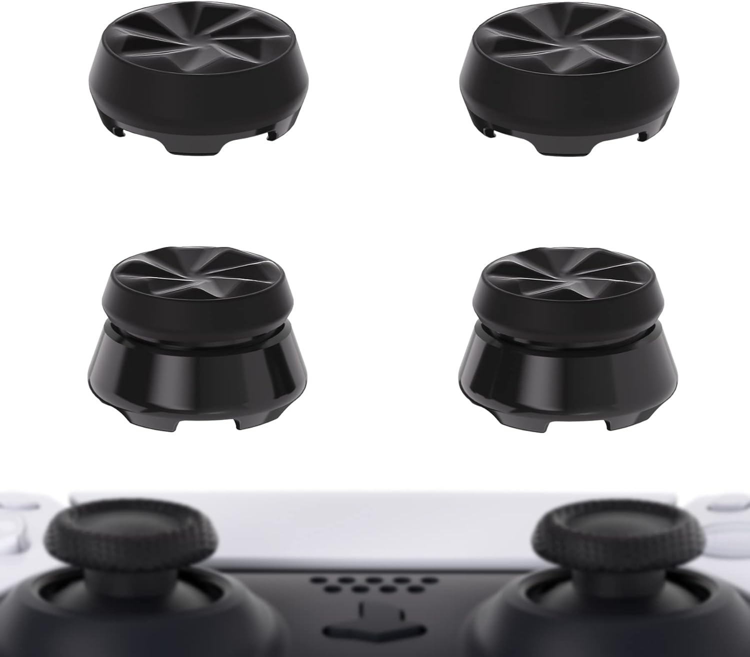 Playvital Thumbs Pro Armor Thumbstick Extender for Ps5 Wireless Controller Thumb Grips, Joystick Caps Grip for Ps5 Controller - 2 High Raise and 2 Mid Raise Dome - Black