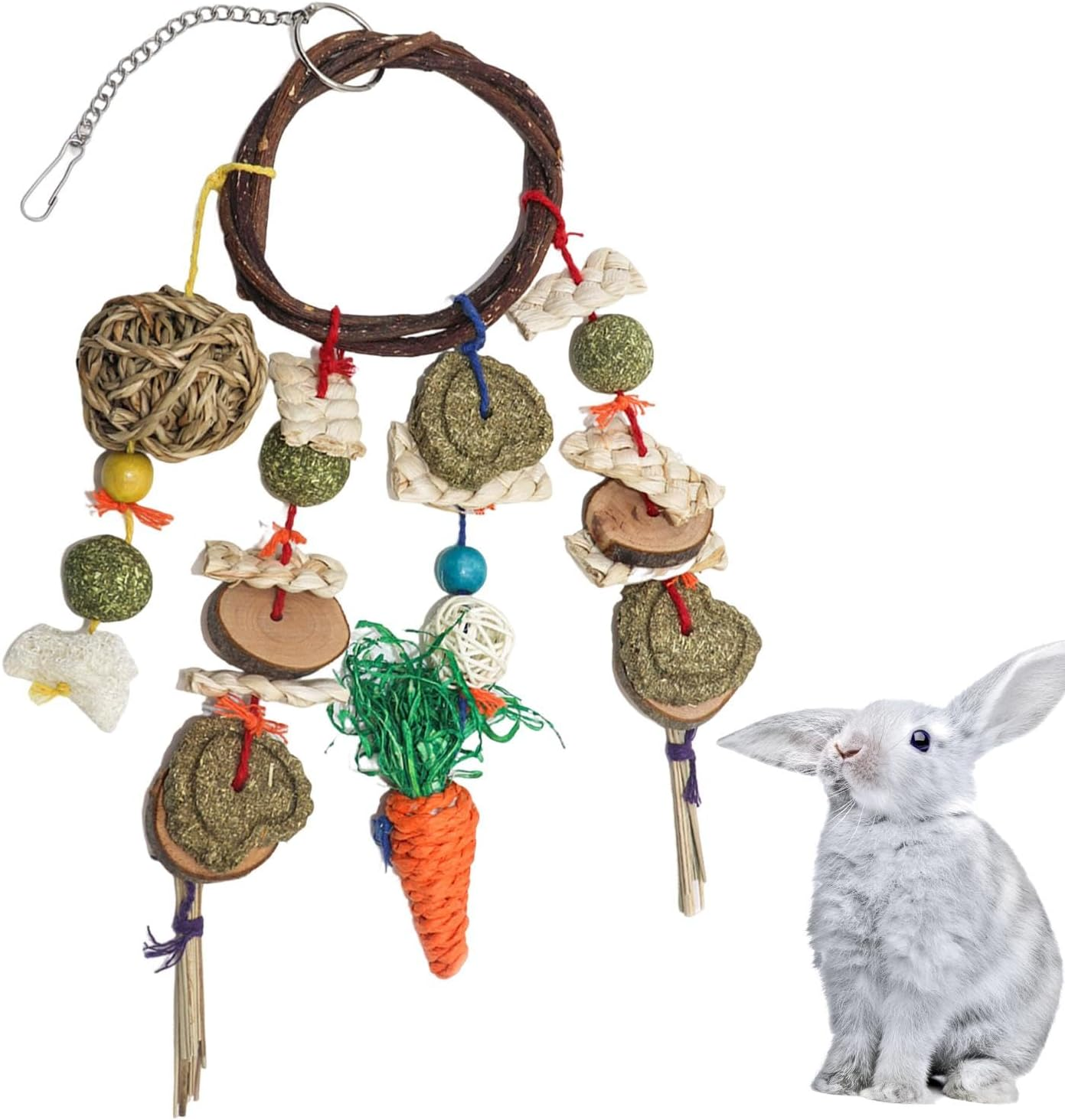 Rabbit Treats - Organic Bunny Toys, Gourmet Rabbit Toy | Nutrient Rich Fruit and Veggie Mix, Promotes Healthy Coat, Digestive Support for Teeth Grinding Care Rabbits and Small Pets, 44X18Cm image number 6