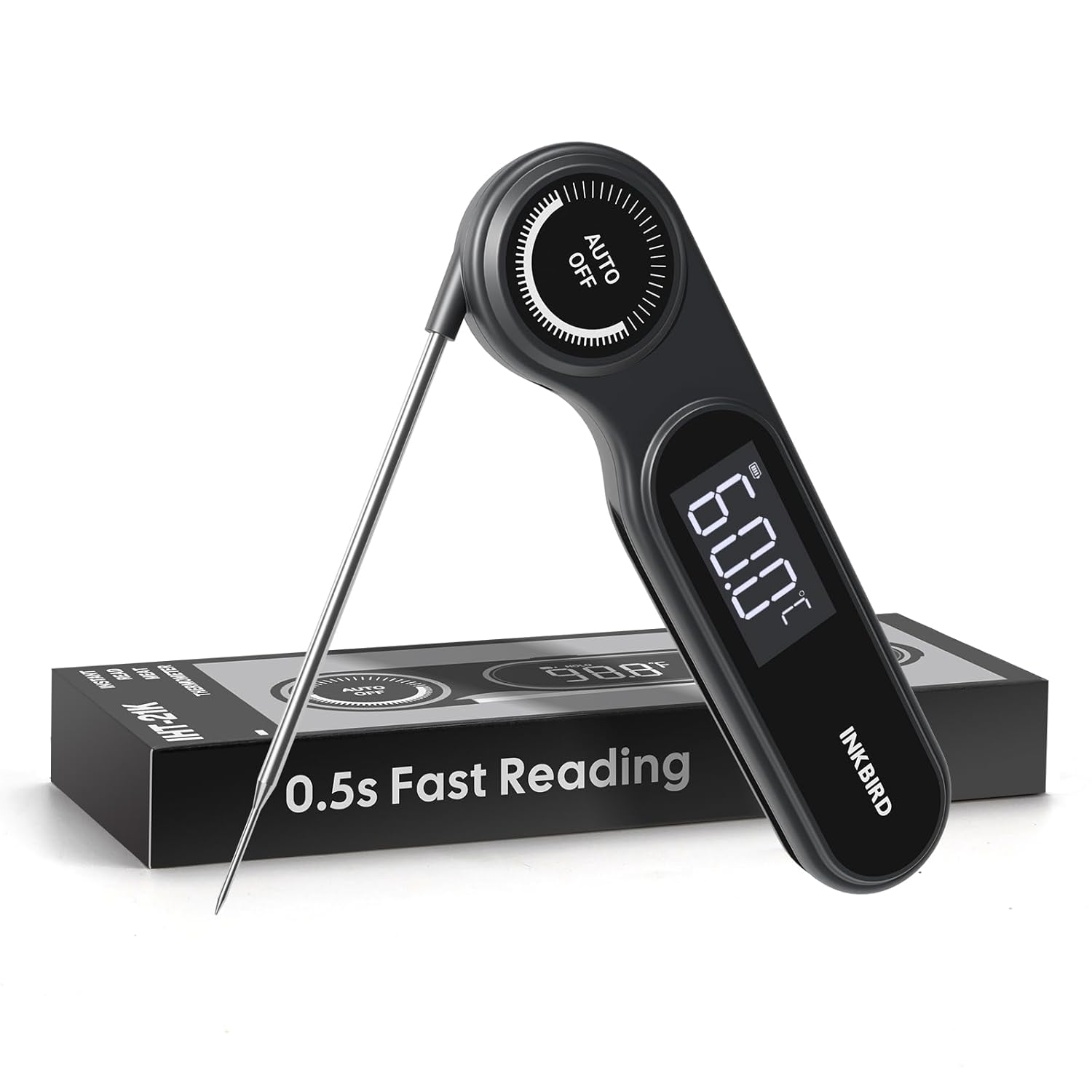 INKBIRD Instant Read Meat Thermometer IHT-21K, 0.5 Sec Fast Reading, Super Accurate Detection, IP65 Waterproof, Handy Food Thermometer for Indoor Outdoor Cooking, BBQ, Baking, Deep Frying, Home Brew image number 3