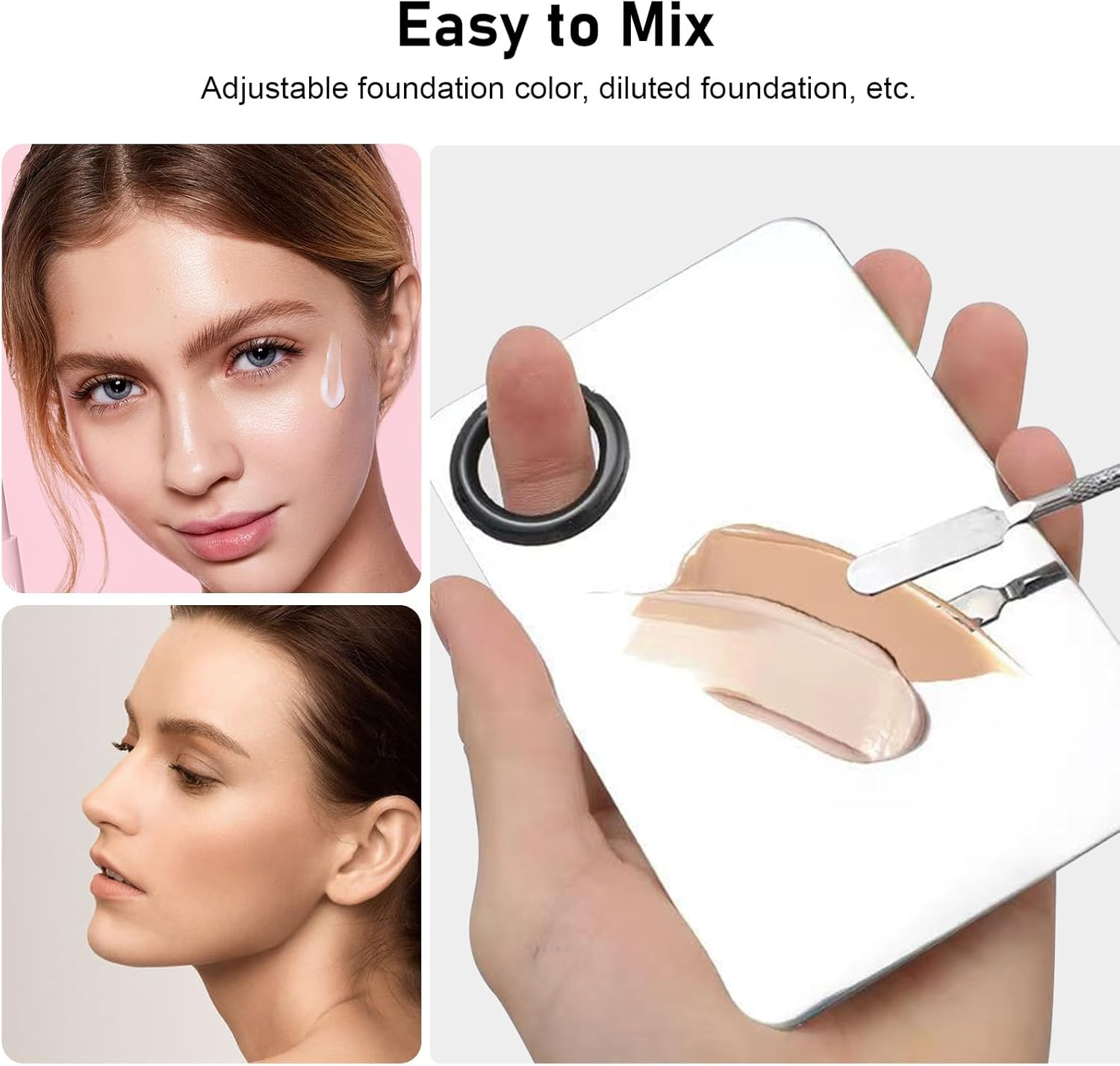 Stainless Steel Makeup Palette Set - 2-Pack Premium Mixing Palette with an Integrated Spatula, Professional-Grade Tool for Makeup & Nail Art Applications image number 6