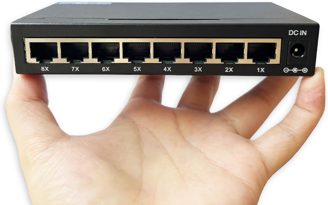 8-Port Gigabit Desktop Ethernet Switch, Unmanaged Network Switch, 8 &times; 10/100/1000Mbps Ports, Auto-Mdi/Mdix, IEEE 802.3X, Plug & Play, No Configuration Required, Metal Case (JM-CN2057-G)