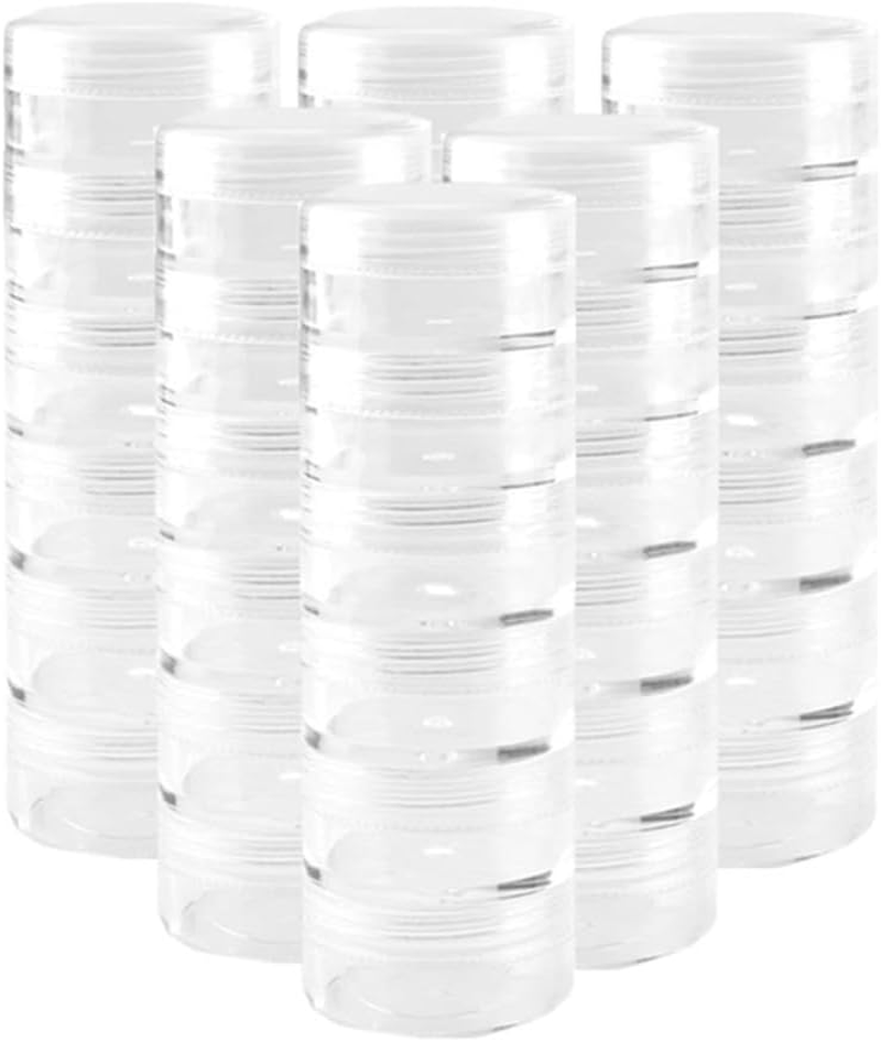 Small Stackable Containers, round Stackable Containers,Stackable round Plastic Bead Storage Jars Cuicanfla 6 Set 6 Layer Clear Stackable Jars round Container,Stackable round Plastic Containers